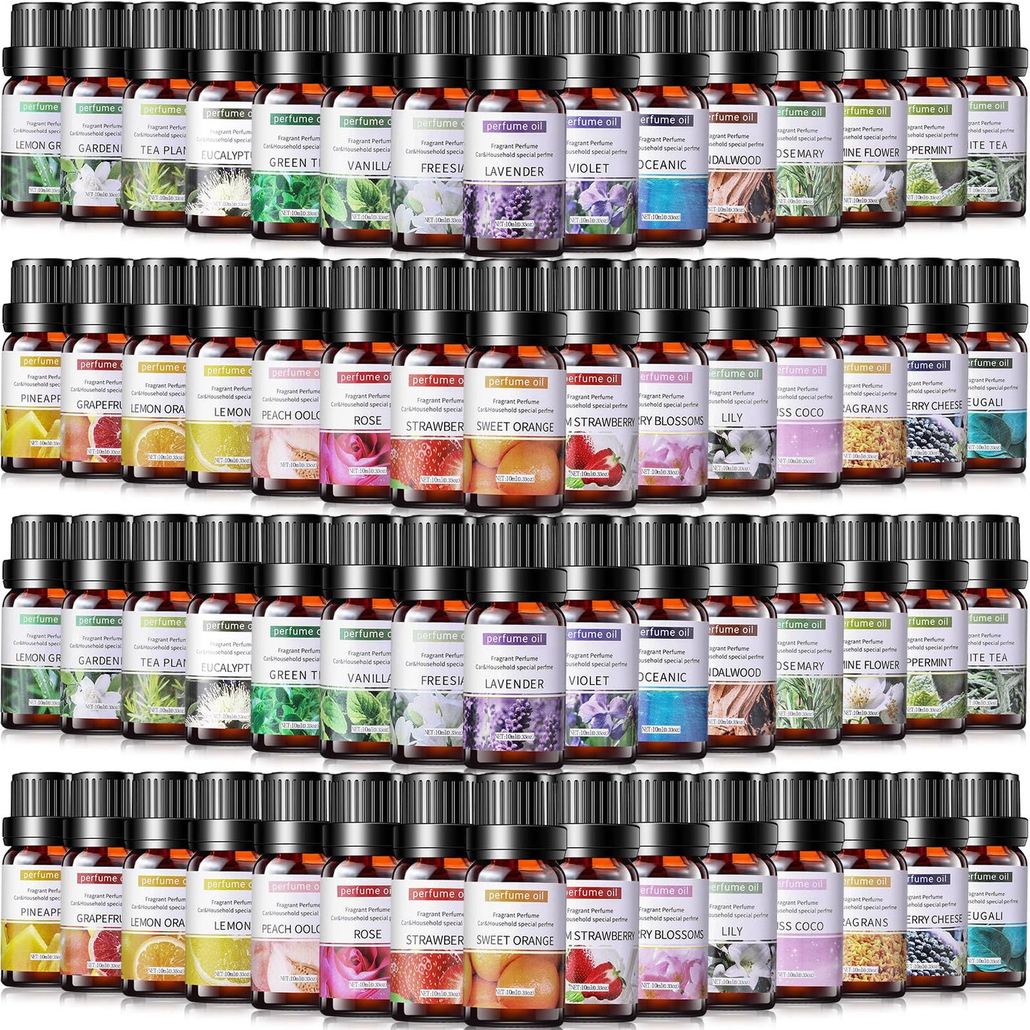 Nuanchu 60 Essential Oils Set 10ml Natural Essential Oils Aromatherapy Kit for Diffuser Humidifier Aromatherapy-Oils for Candle Bath Bombs Making