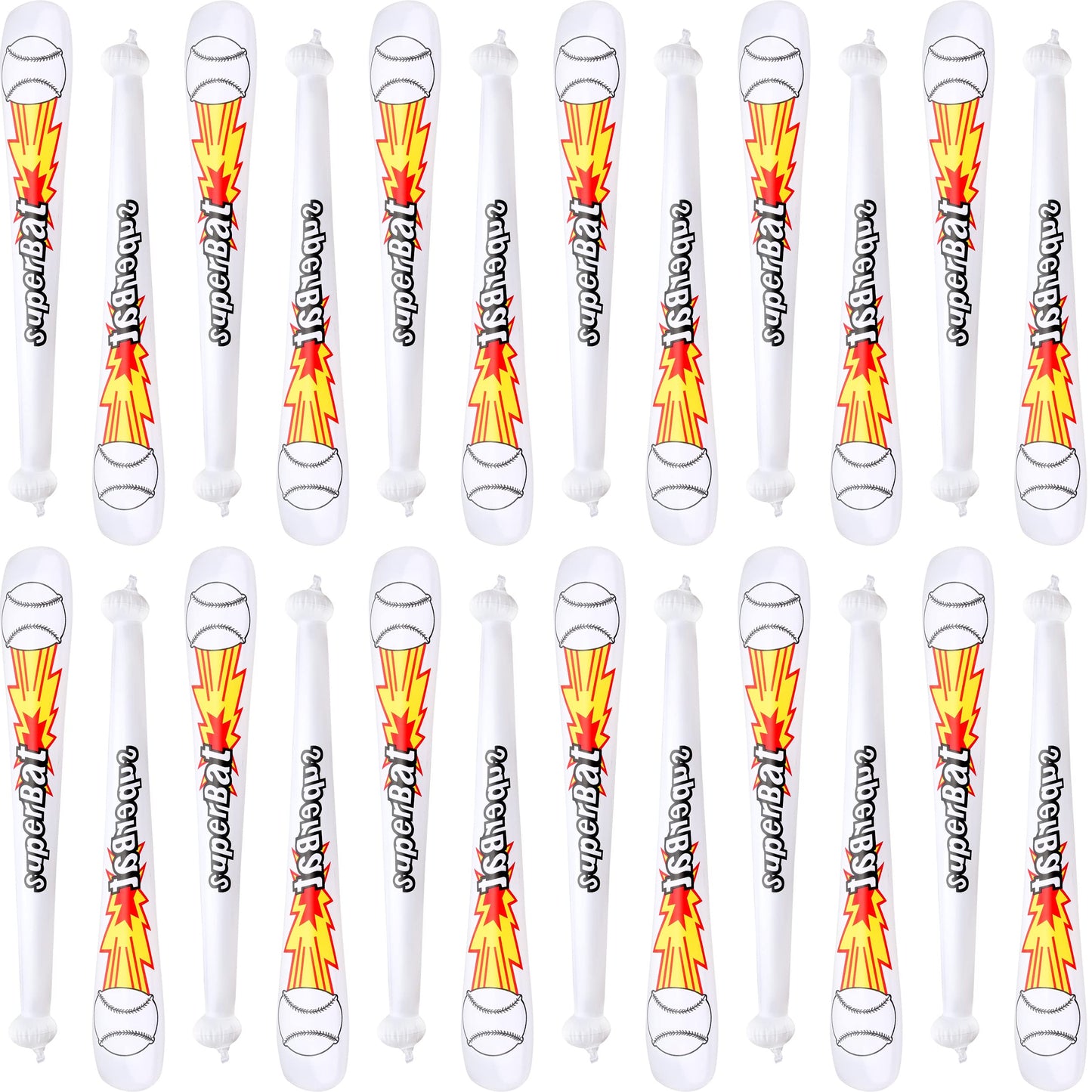 Sonarun 24 Pack Inflatable Baseball Bats Baseball bat inflates Bulk for Summer Pool Baseball Theme Birthday Party Favors