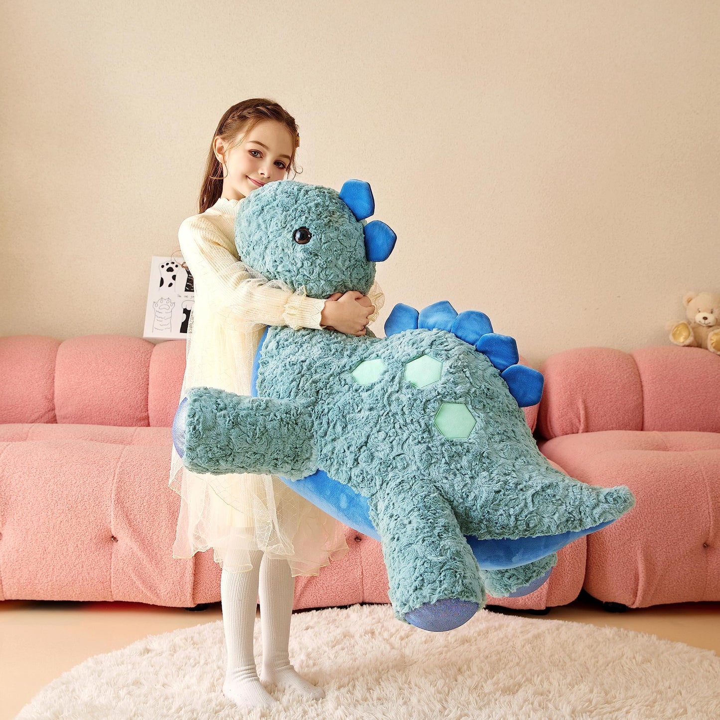 Tumyay IKASA Large Stegosaurus Dinosaur Cuddly Toy, Giant Soft Toy, 78 cm Large Plush Toy, Giant Jumbo Plush Toy, Gift for Children