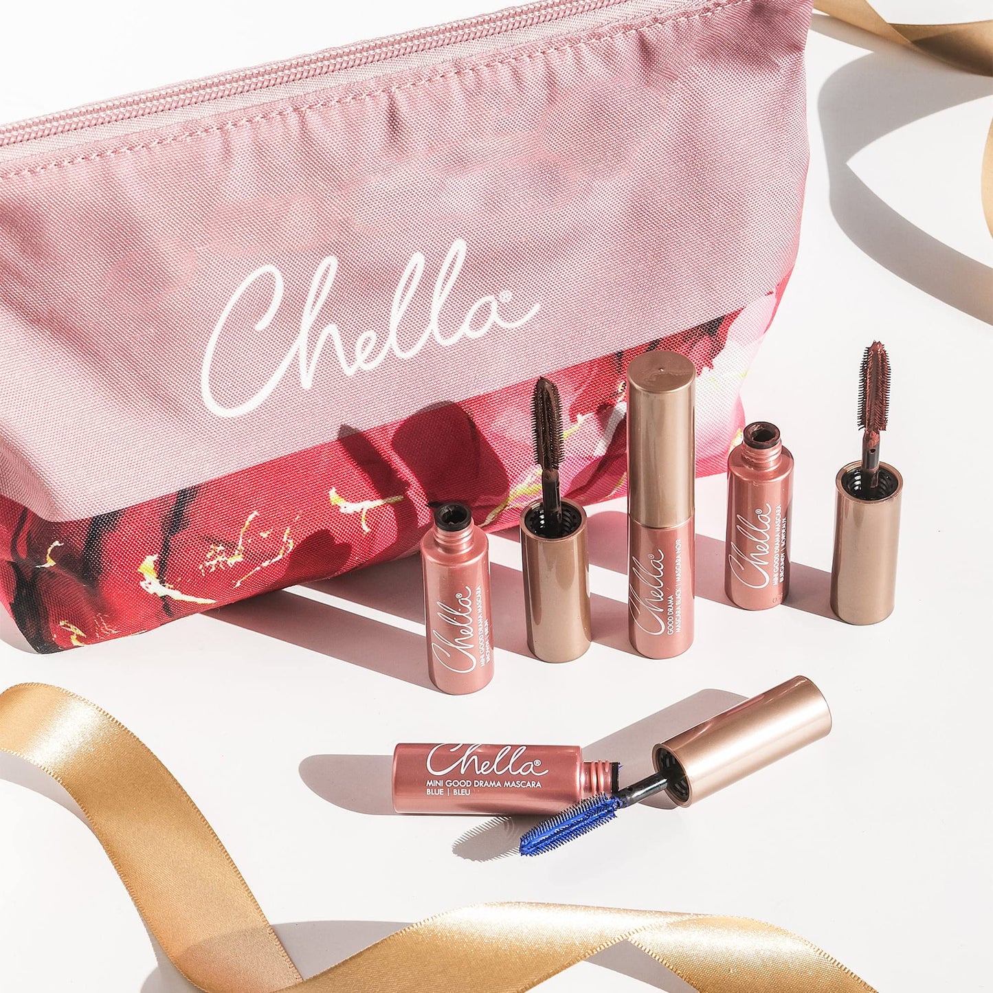 Chella Drama & Shade Mini Good Drama Mascara Set, Set of 4 Travel Sized Mascara with Travel Bag