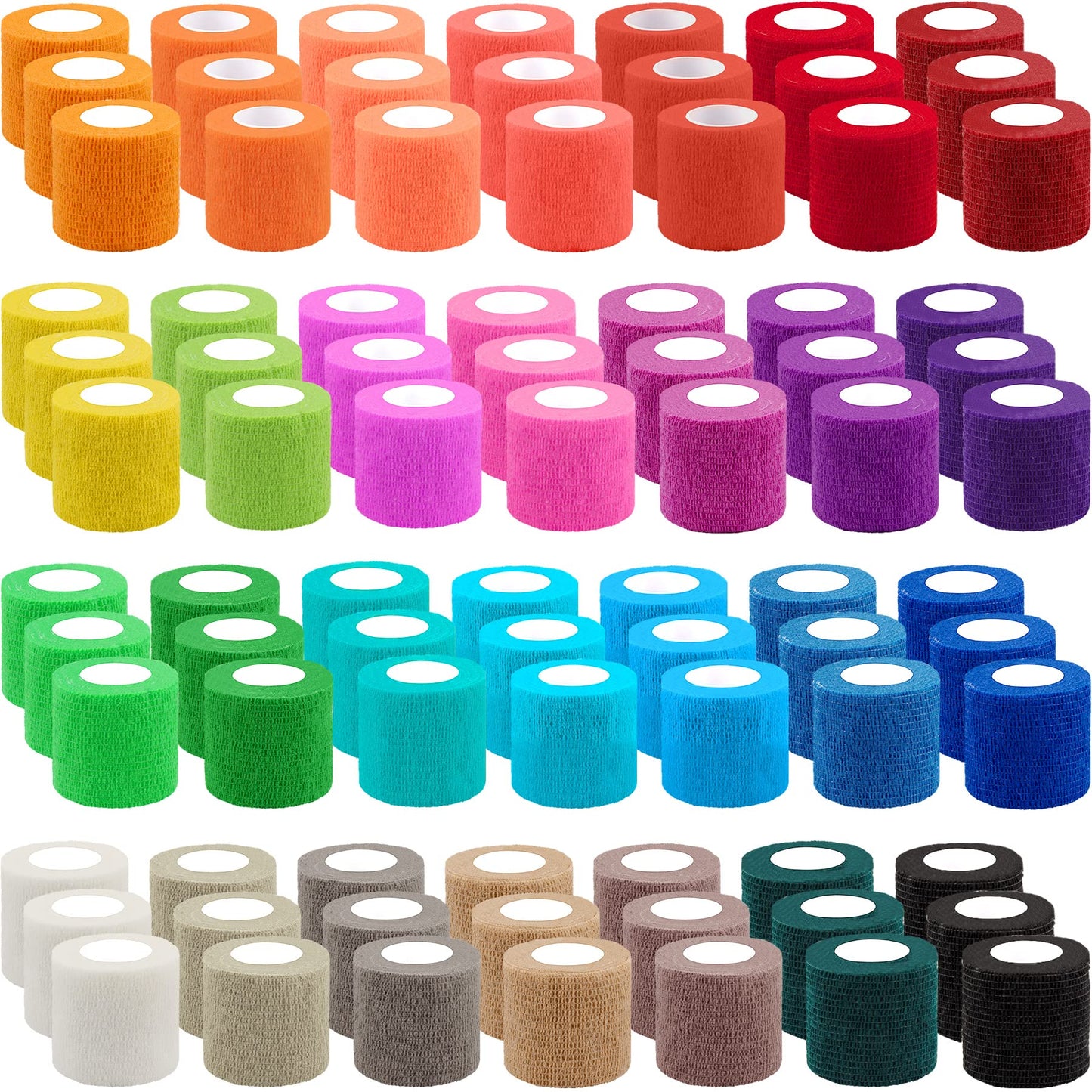 BQTQ 84 Rolls Self Adhesive Bandage Wrap 2 Inch x 5 Yards Self Adherent Tape Breathable Athletic Stretch Bandages Self Sticking Bandge Wraps for Athletic Sports Wrist Ankle (Rich Color)