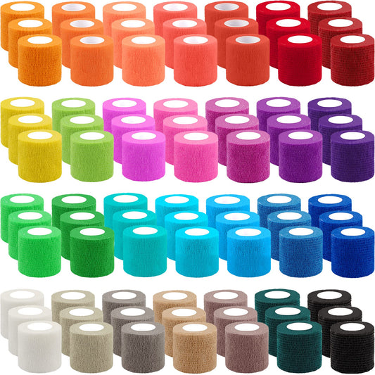 BQTQ 84 Rolls Self Adhesive Bandage Wrap 2 Inch x 5 Yards Self Adherent Tape Breathable Athletic Stretch Bandages Self Sticking Bandge Wraps for Athletic Sports Wrist Ankle (Rich Color)