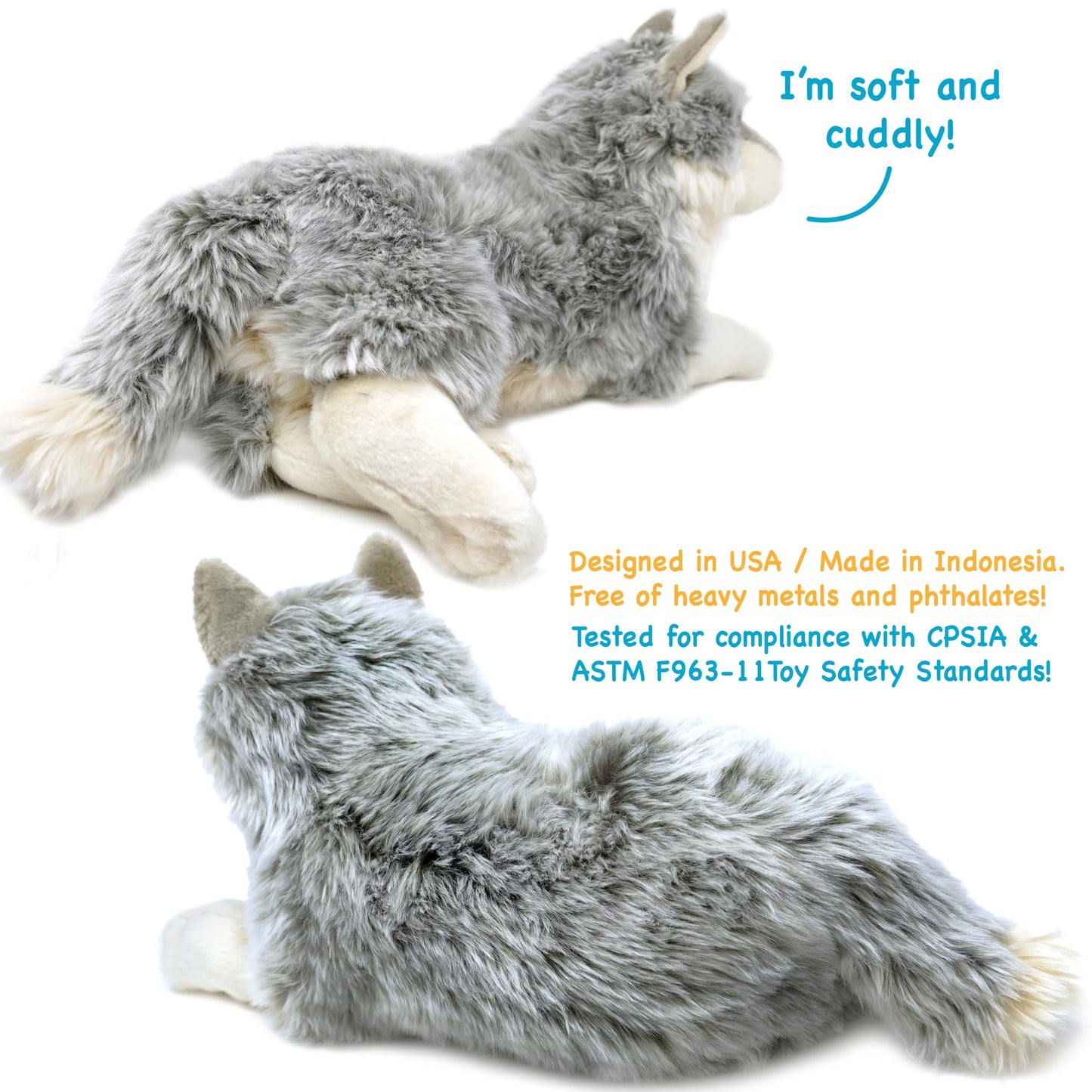 VIAHART Whitaker The Wolf - 14 Inch Stuffed Animal Plush Dog - by TigerHart Toys