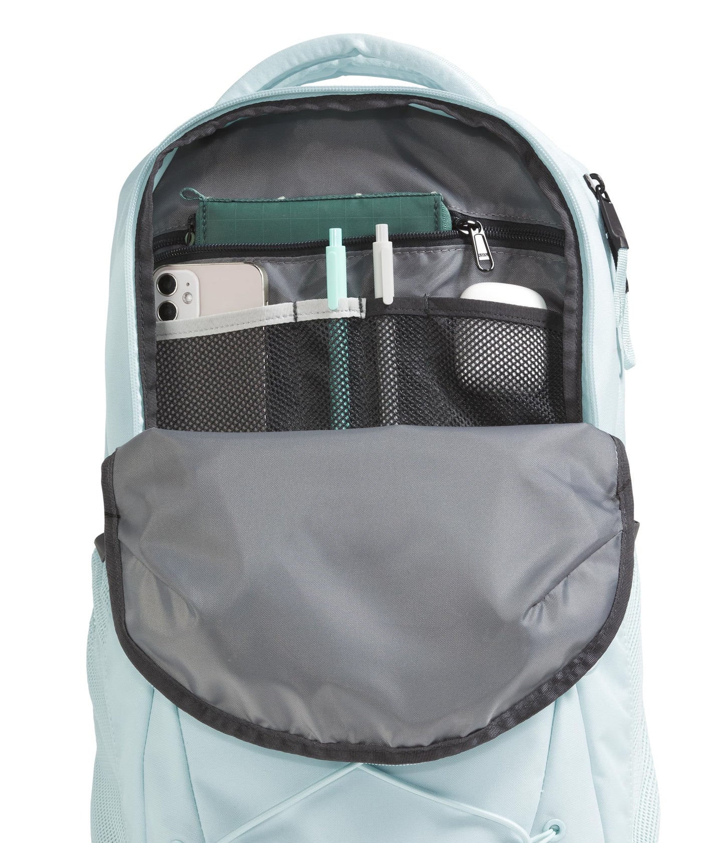 The North Face Women's Jester Everyday Laptop Backpack - Commuter Travel Bag, Laptop Sleeve, Water-Repellent, Ice Blue/TNF Black, One Size