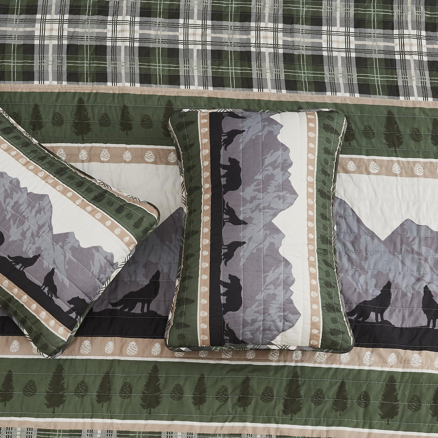 Great Bay Home 3-Piece Reversible Rustic Lodge Bedspread Quilt with 2 Shams. All-Season Quilt Set. (Full/Queen, Salt Creek)