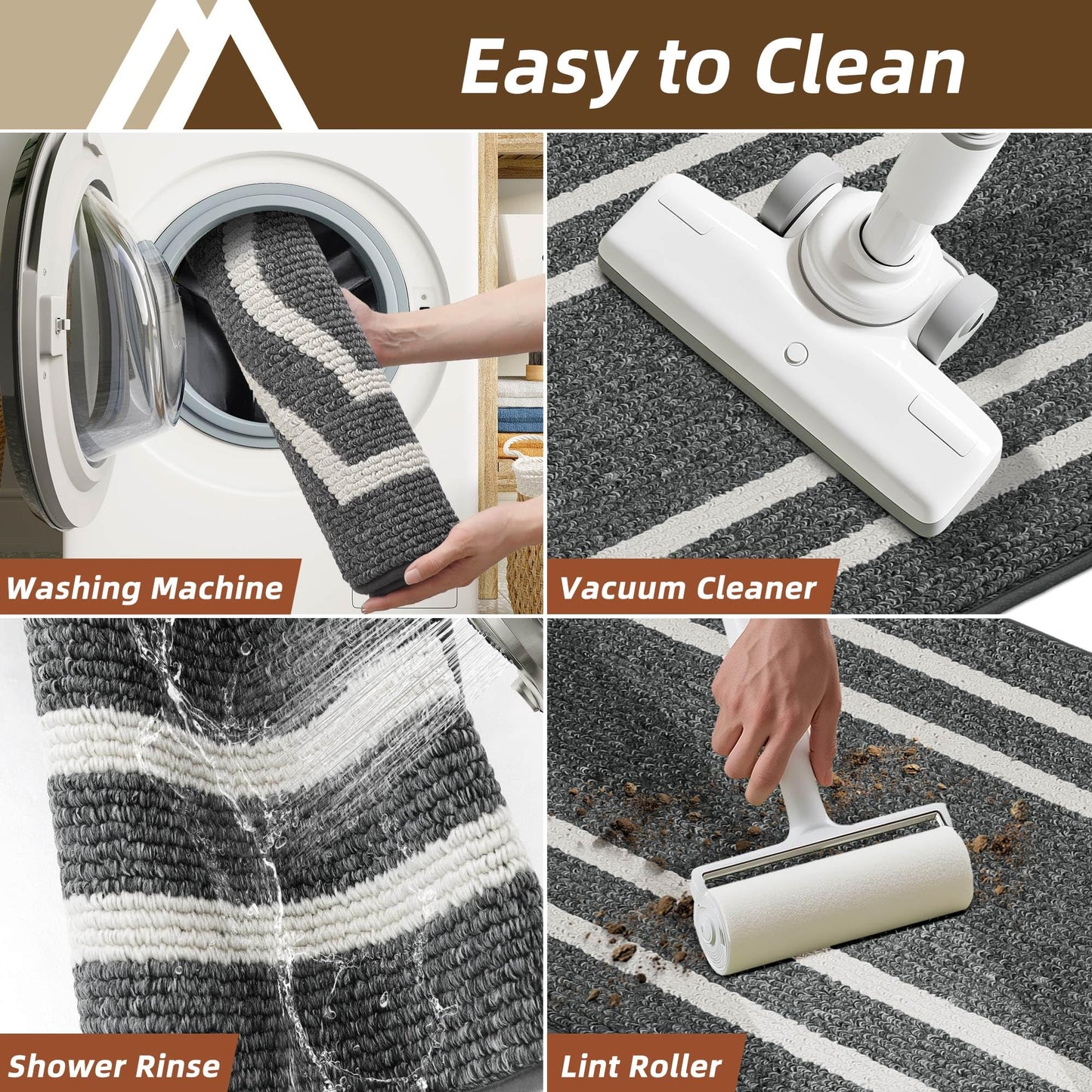 COSY HOMEER Long Kitchen Floor Mats for in Front of Sink Super Absorbent Kitchen Rugs and Mats 24"x79" Non-Skid Kitchen Mat Standing Mat Washable,Polypropylene,Dark Grey,Frame