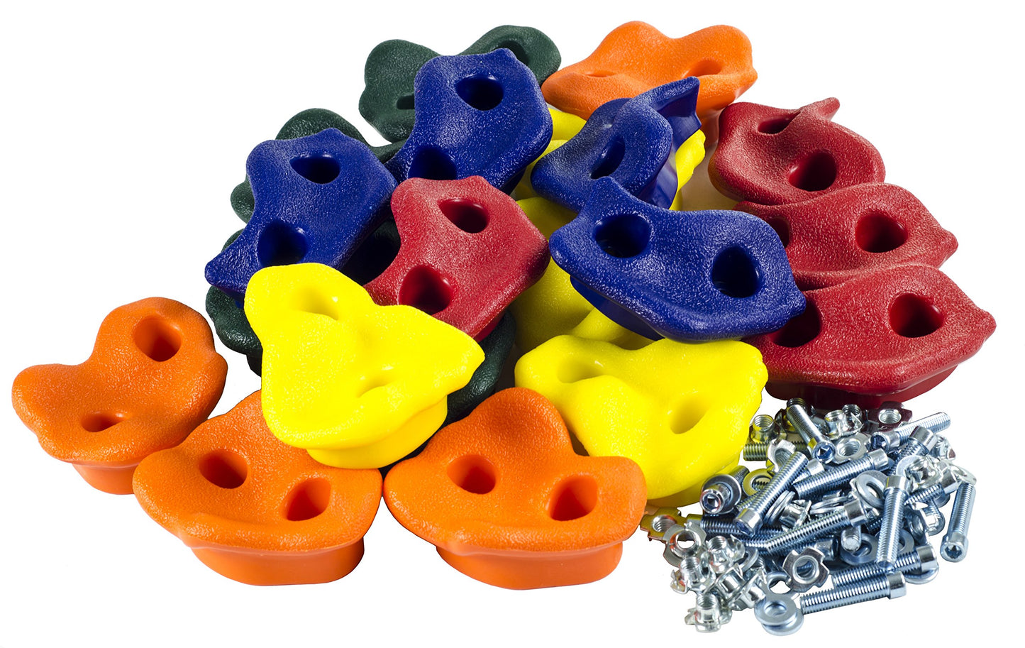 Squirrel Products 20 Extra Large Deluxe Rock Climbing Holds with Mounting Hardware - DIY Rock Wall Comes with Mounting Hardware - Ages 3+