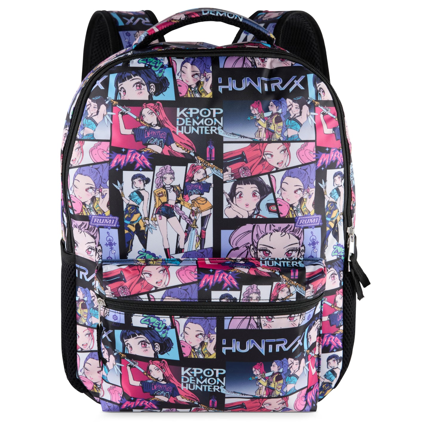 AI ACCESSORY INNOVATIONS K-Pop Demon Hunters Huntrix 16” Backpack for Girls, Featuring an AOP of Rumi, Zoey, Mira, Allover Print