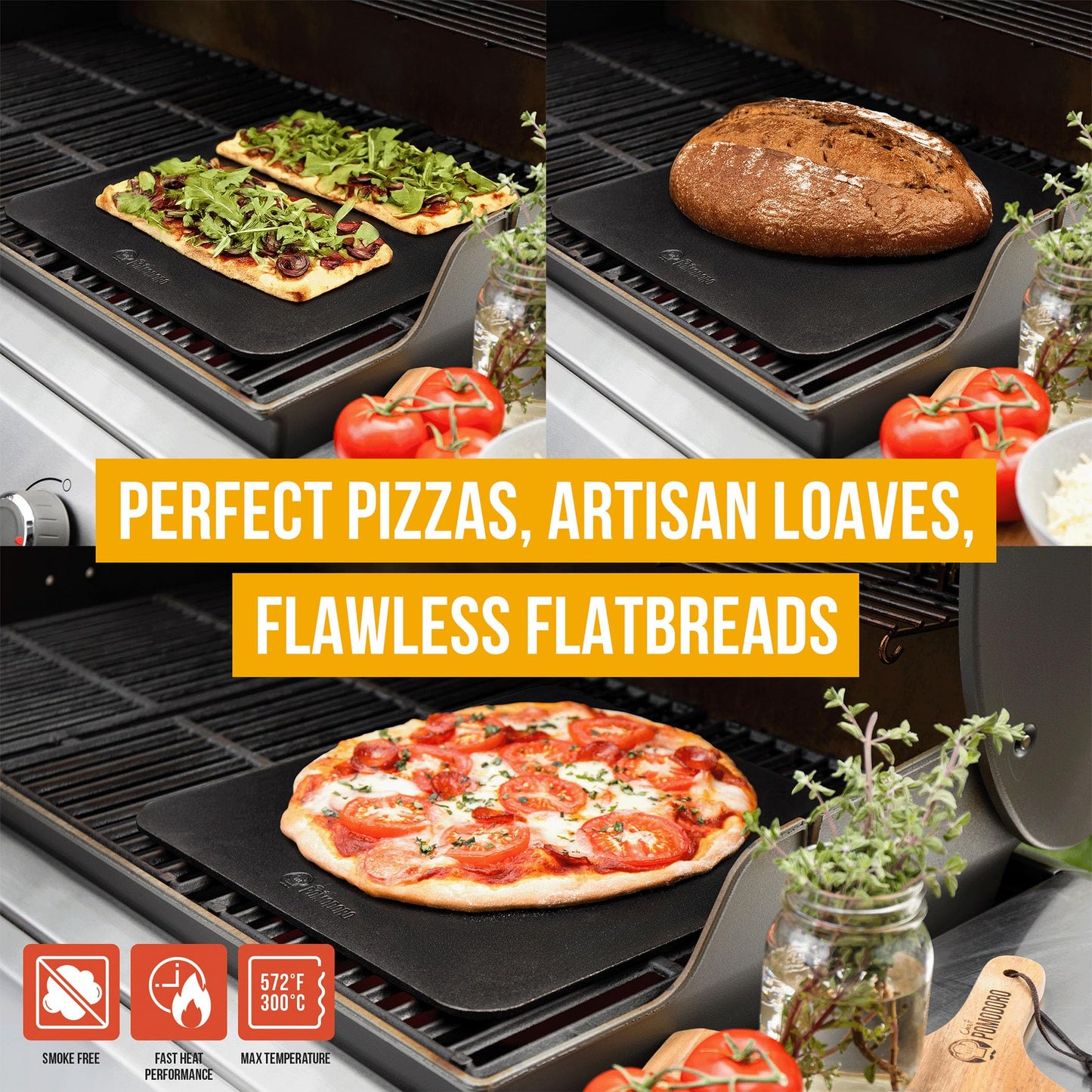Chef Pomodoro Pizza Steel for Oven 16 Inch 1/4 Inch Thick, Baking Steel for Oven, Grill, Sourdough Bread, Baking Stone for Oven With Lifting H oles 16" X 16" (40.6 x 40.6 cm)