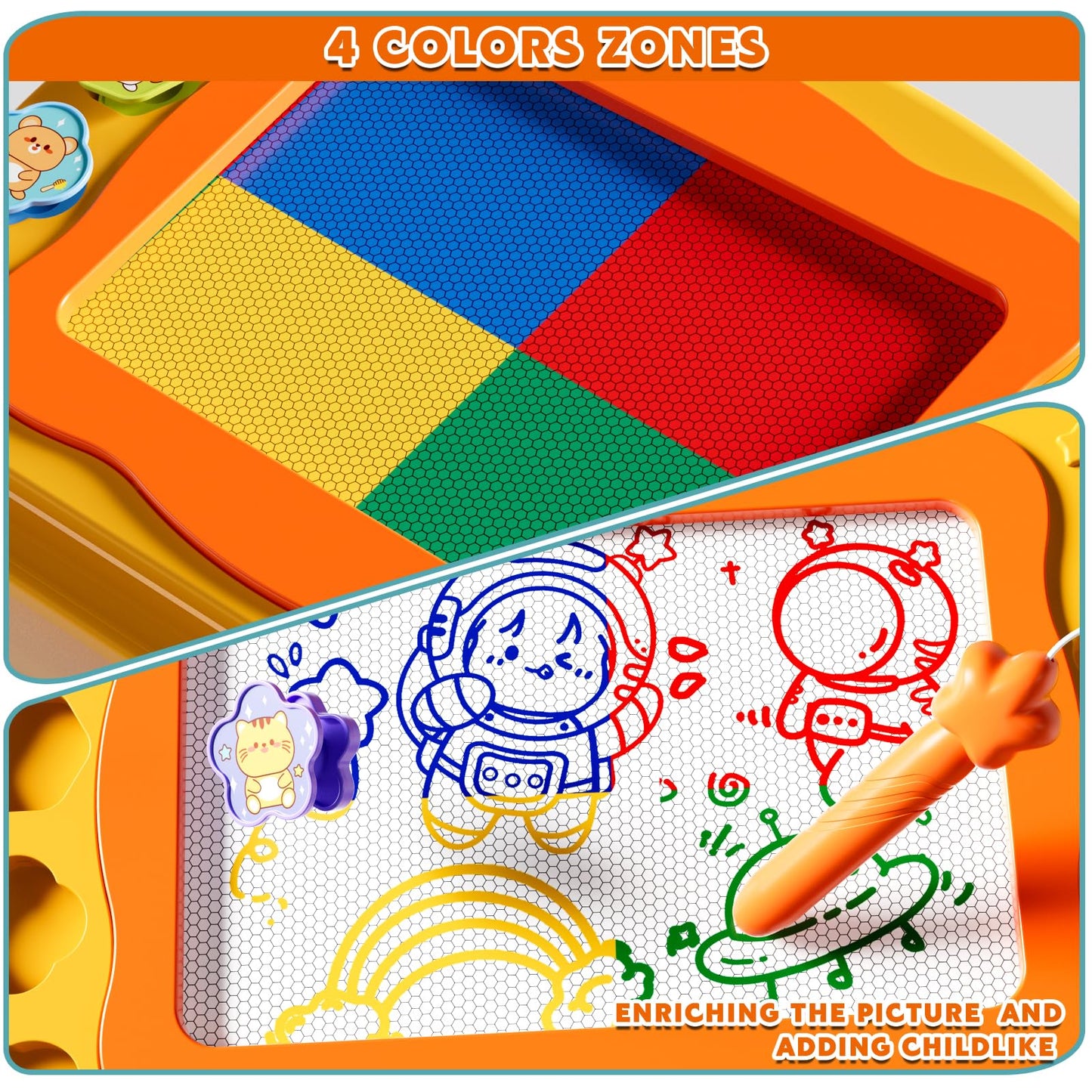 Large Magnetic Dot Board for Kids, Magnetic Drawing Board for Toddlers, Magnetic Dots Art with Magnetic Pen, Montessori Kindergarten Educational Travel Toys, Kids Boys Girls 2 3 4 5 6 7 Years Old