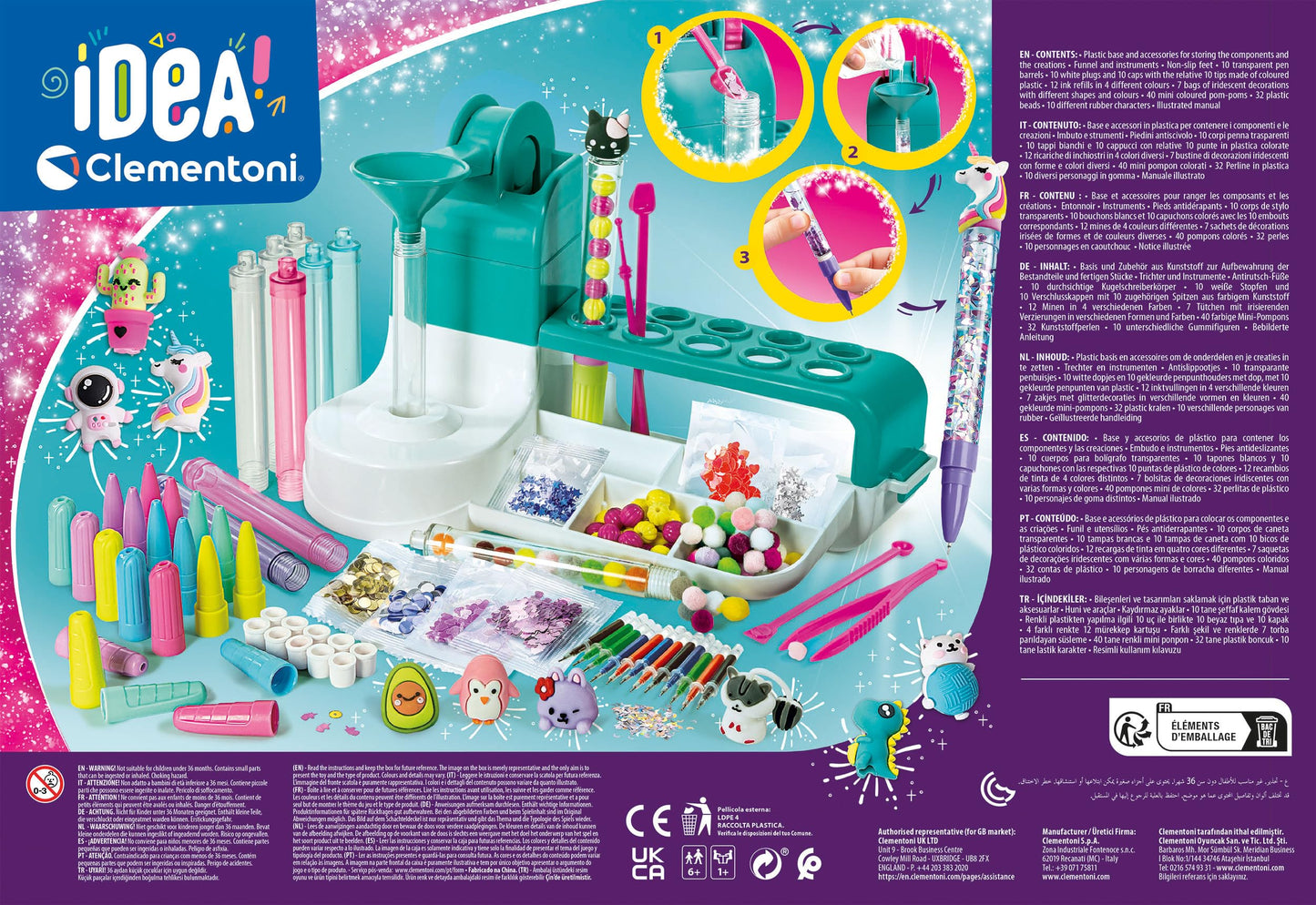 Clementoni - Idea - Pen Creator Studio - Personalized Designs with 50 Accessories - Laboratory Science Set - Art and Craft Kit - Educational Playset - Multilingual - 18779