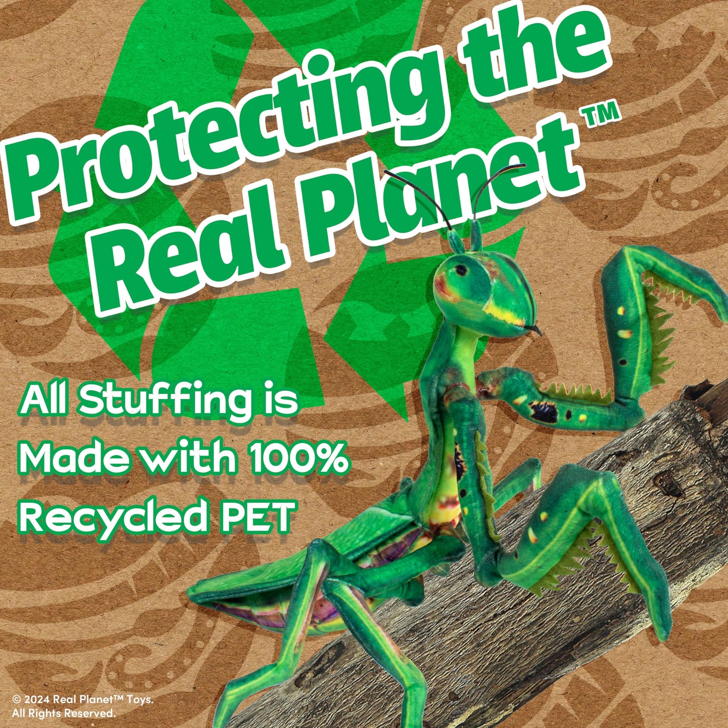 Real Planet 17" Praying Mantis Stuffed Animal - Realistic Stuffed Animals, Insects and Bugs for Kids Plush Toy, STEM Gift for Kids, Realistic Insect Toy Plush
