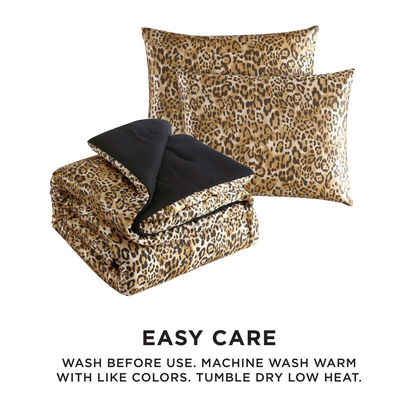 Juicy Couture Full/Queen Leopard Satin Duvet Cover Set - Cheetah Print 3-Piece Machine Washable Reversible Animal Print Bedding Duvet Cover and Sham Set