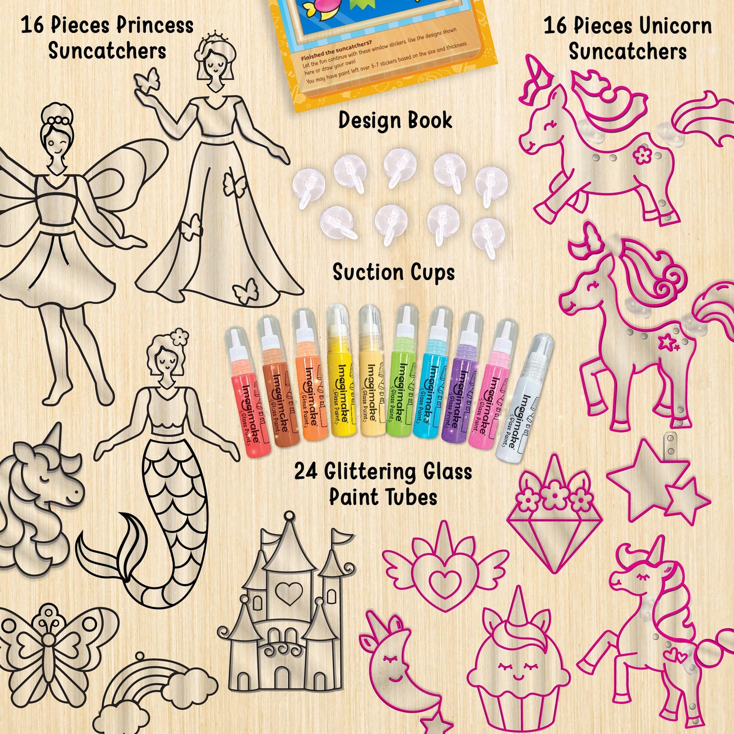 Imagimake Window Art Princess & Unicorn | Suncatcher Kit | Unicorn Toys for Girls Age 5-8 | Craft Kits for Girls Ages 8-12 | Easter Gifts for Kids | Easter Toys