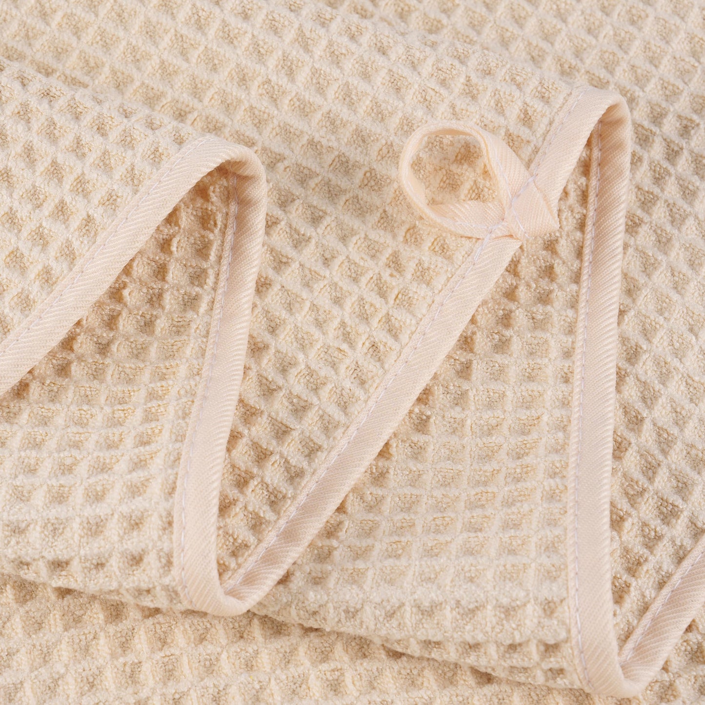 POLYTE 430 GSM Microfiber Quick Dry Lint Free Oversize Bath Towel Set, 6 Piece (Waffle Weave)
