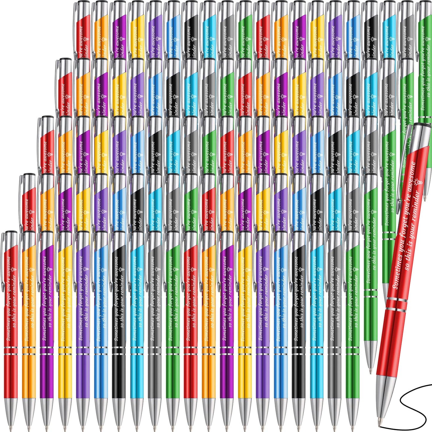 Sherr 100 Pcs Ballpoint Pens Motivational Inspirational Quotes Metal Pen Bulk Employee Appreciation Gifts Encouraging Writing Black Ink for Student Coworker Teacher Office(You're Awesome)