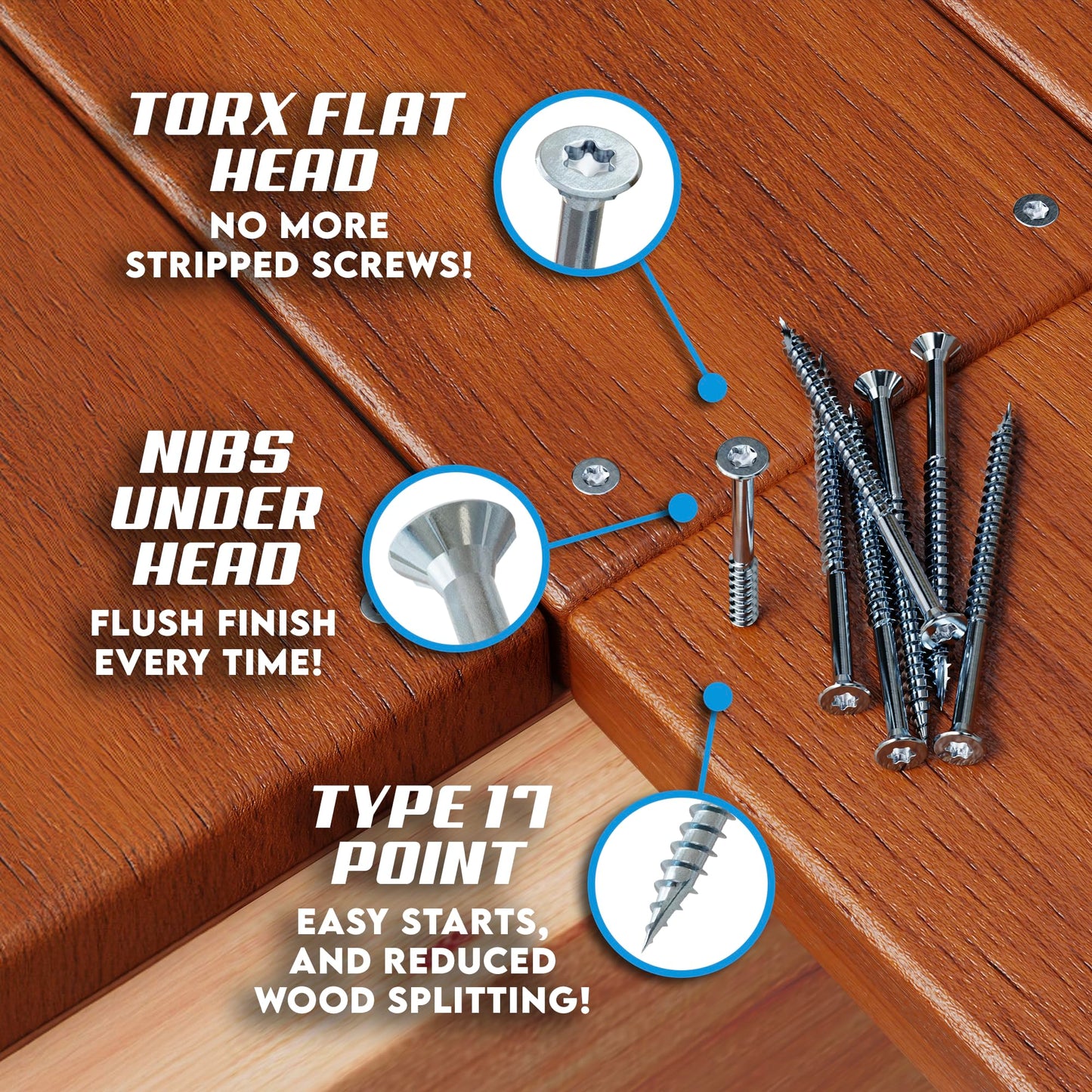 #10 x 2 1/2 Inch 316 Stainless Steel Screws Marine Grade (350 Pack, T25 Star) | Stainless Steel Wood Screws w/Driver Bit by Eagle Claw Fasteners | High Corrosion Resistance for Coastal Construction
