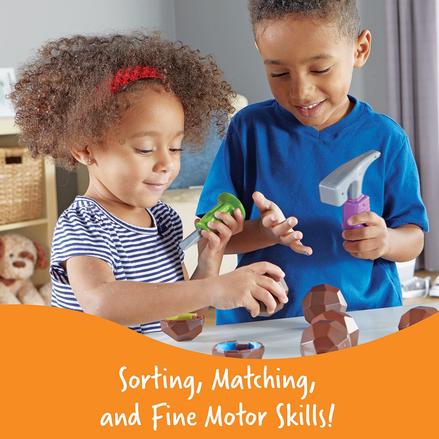 Learning Resources Rockin' Gem Surprise, Sorting, Matching, Counting Skills and Early STEM, 19 Pieces, Ages 3+