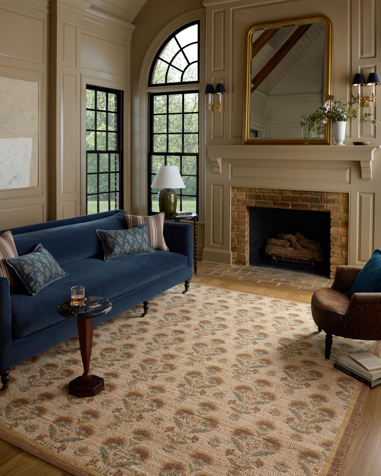 Loloi Chris Loves Julia Rue Collection RUE-01 Wheat/Sage 2'-3" x 3'-9" Accent Rug Jute Neutral Floral Living Room Bedroom Rug