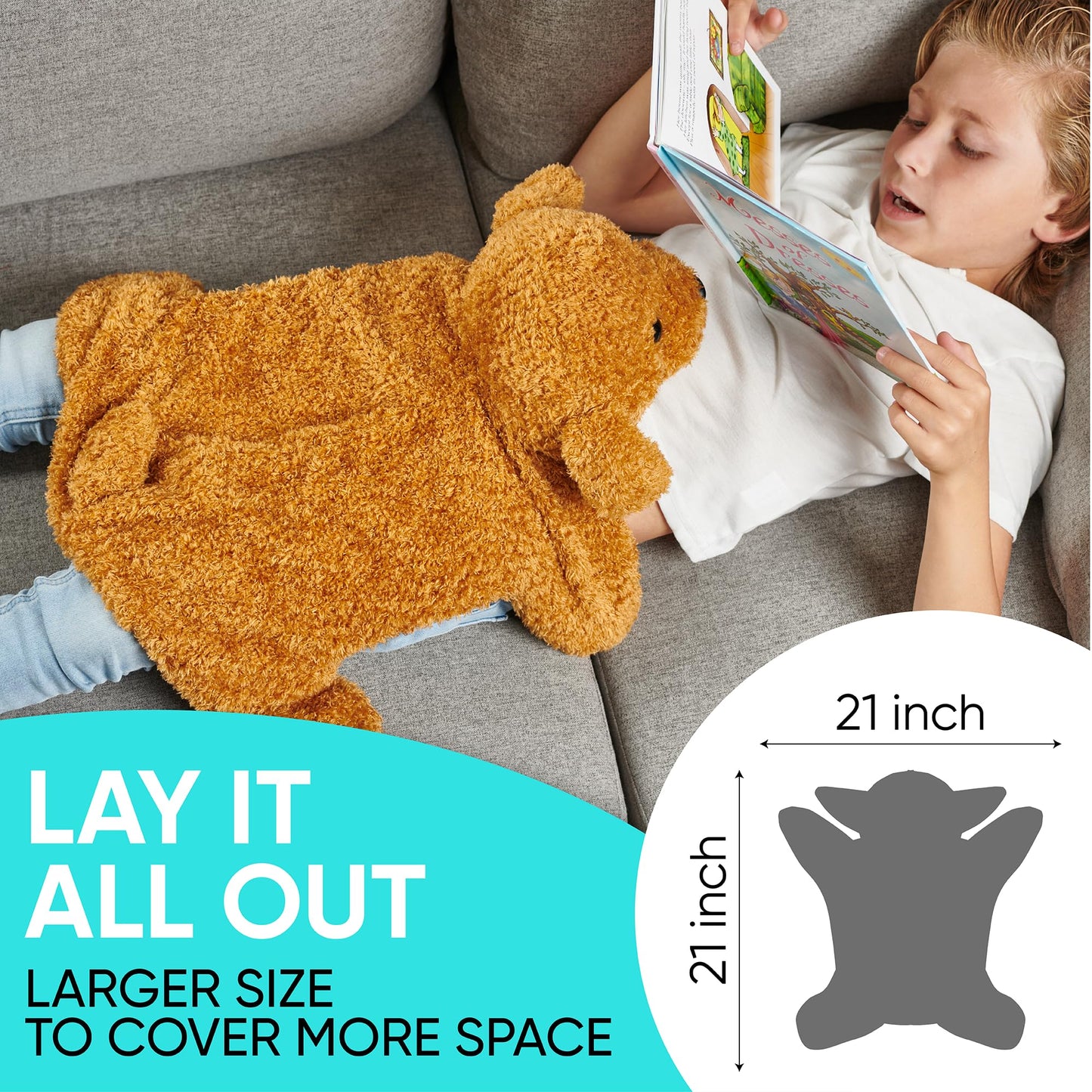 Weighted Lap Blanket for Kids & Adults – Teddy, Kids Weighted Blanket – ASD, Sensory Processing Weighted Stuffed Animals Dog Toy – Microwavable Weighted Lap Pad for Kids, 5 Lbs. by Friendly Cuddle