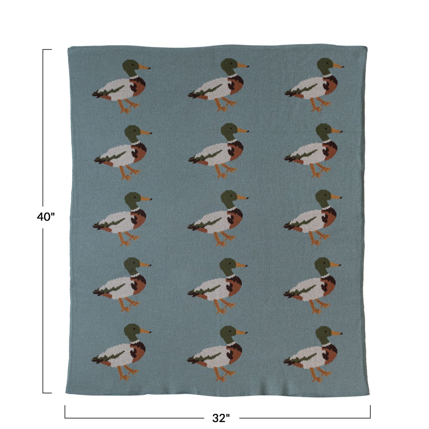 Creative Co-Op Soft Cotton Knit Baby Blanket with Decorative Duck Print, Multicolor