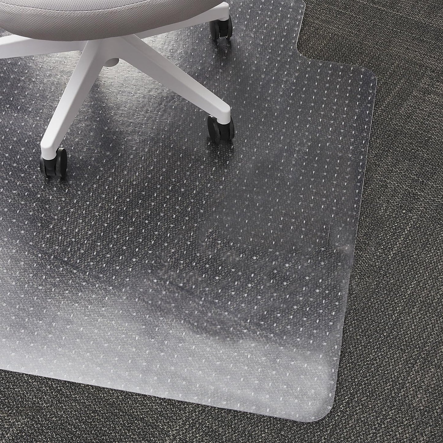 Staples Office Chair Mat, Clear Floor Mats with Lip, Flat-Pile Carpets, Extended Under-Desk Coverage, 35.5" x 47.5 Inch, Smooth Glide