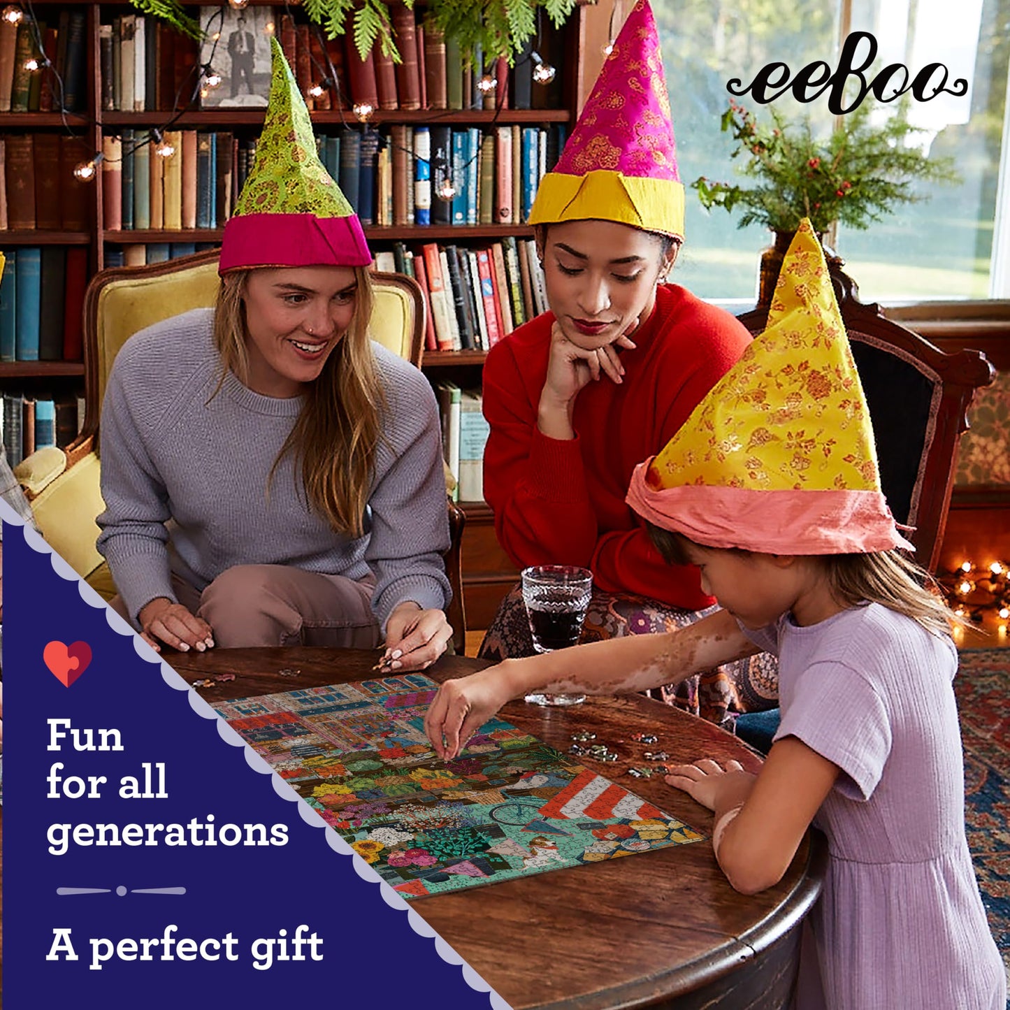EEBOO - English Green Market - 1000 Piece Cardboard Puzzle - Colorful Puzzle on The Village Market - PZTEGM