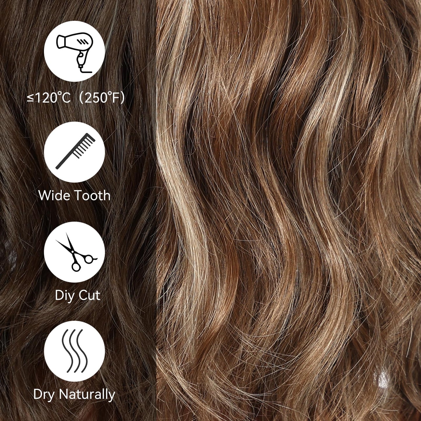 starluck Wig Lace Front Wigs for Women,Partial Brown with Highlight Curly Wig Shoulder Length Wig Synthetic Lace front Hair for Women Daily Wear Wigs