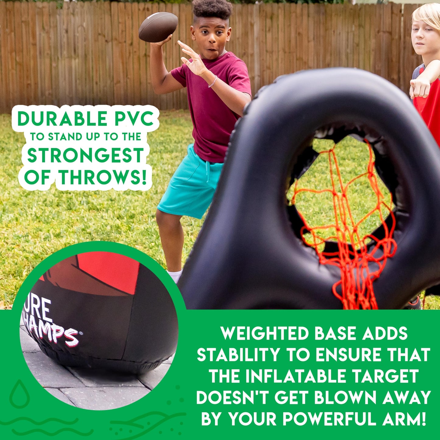 Franklin Sports Kids Football Target Toss Game - Inflatable Football Throwing Target Toy with Soft Mini Balls - Fun Kids Toy - Inflatable Indoor + Outdoor Sports Game