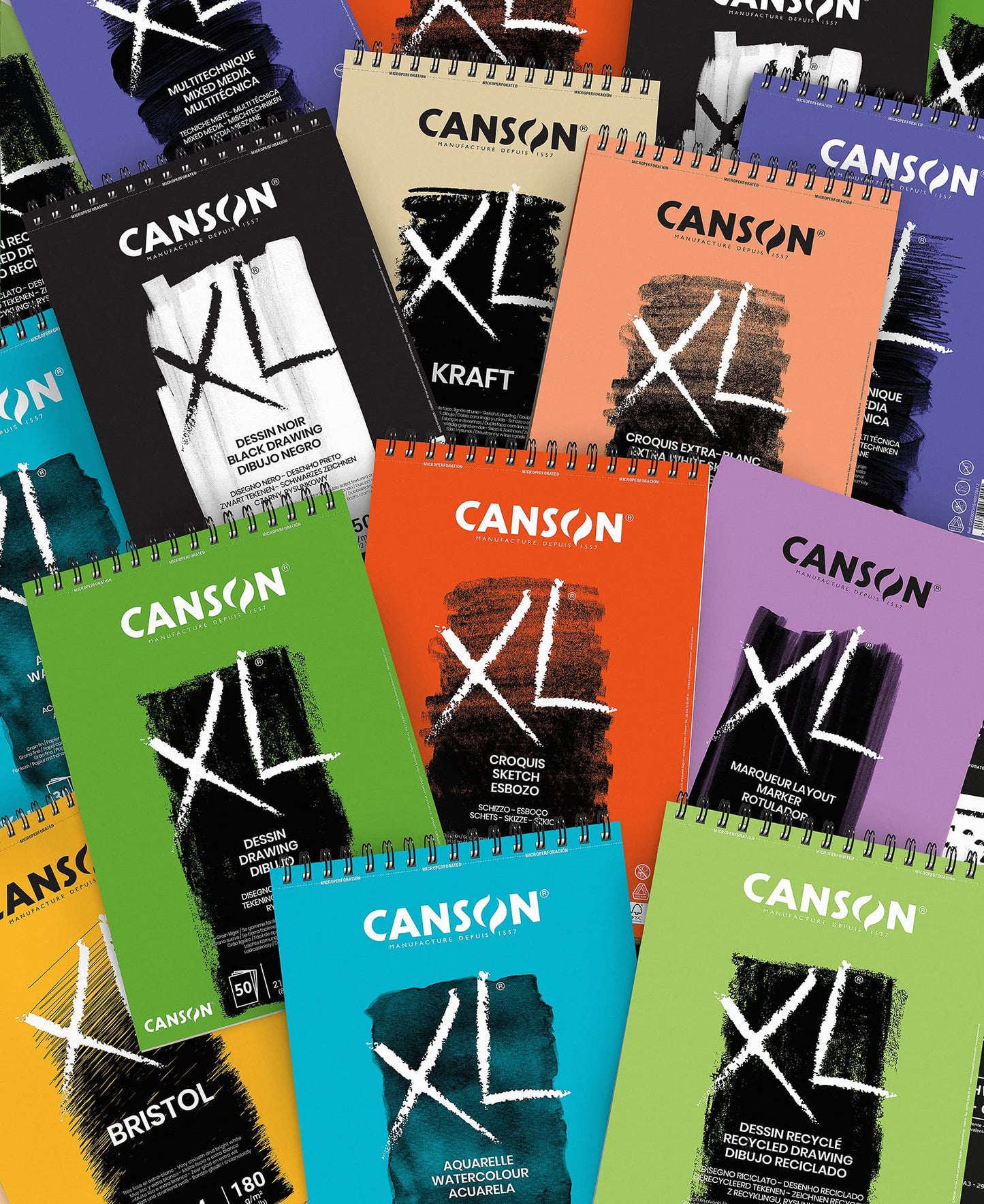 CANSON XL Aquarelle C400039170: Watercolour Paper - Watercolour Pad in DIN A4-300 g - with Spiral Binding as Ring Binder - Colouring Pad Ideal for Watercolours and Watercolours, Blue