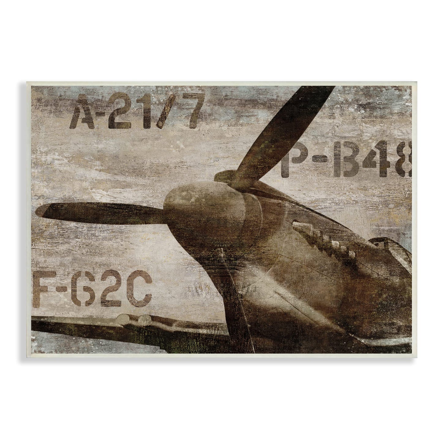Stupell Industries Vintage Style Airplane Propeller Aircraft Sepia Monochrome, Design by Dylan Matthews