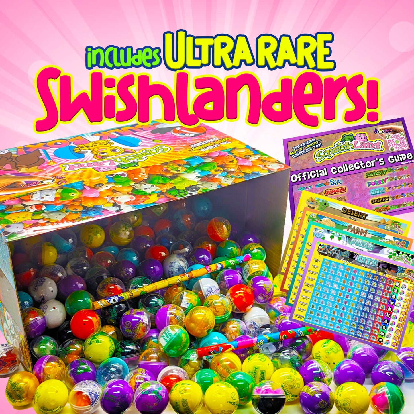Sqwishland Bulk Box (250 Capsules) -Series 6: Mini Capsule Squishy Animal Toys | Perfect Party Favors, Pencil Toppers, Classroom Prizes, Collectible Toys for Kids