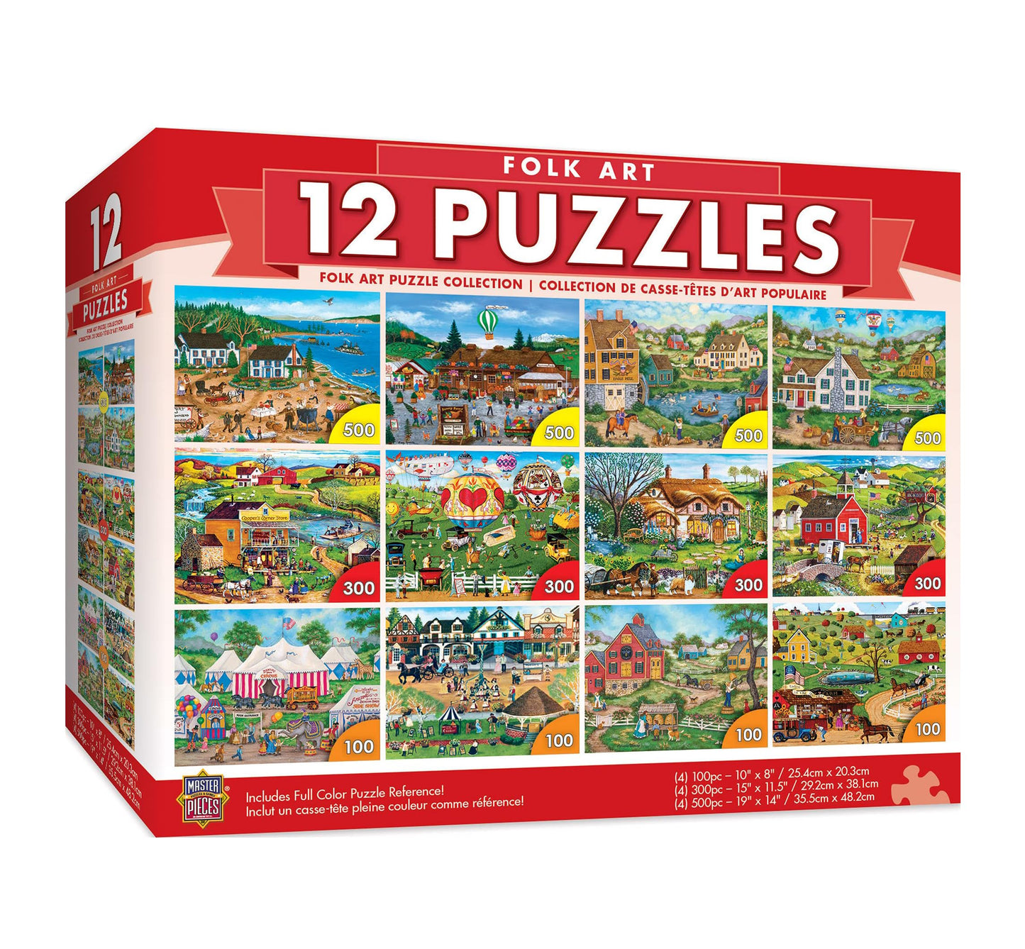 MasterPieces Folk Art 12-Pack Bundle Jigsaw Puzzles, Assorted (31864)