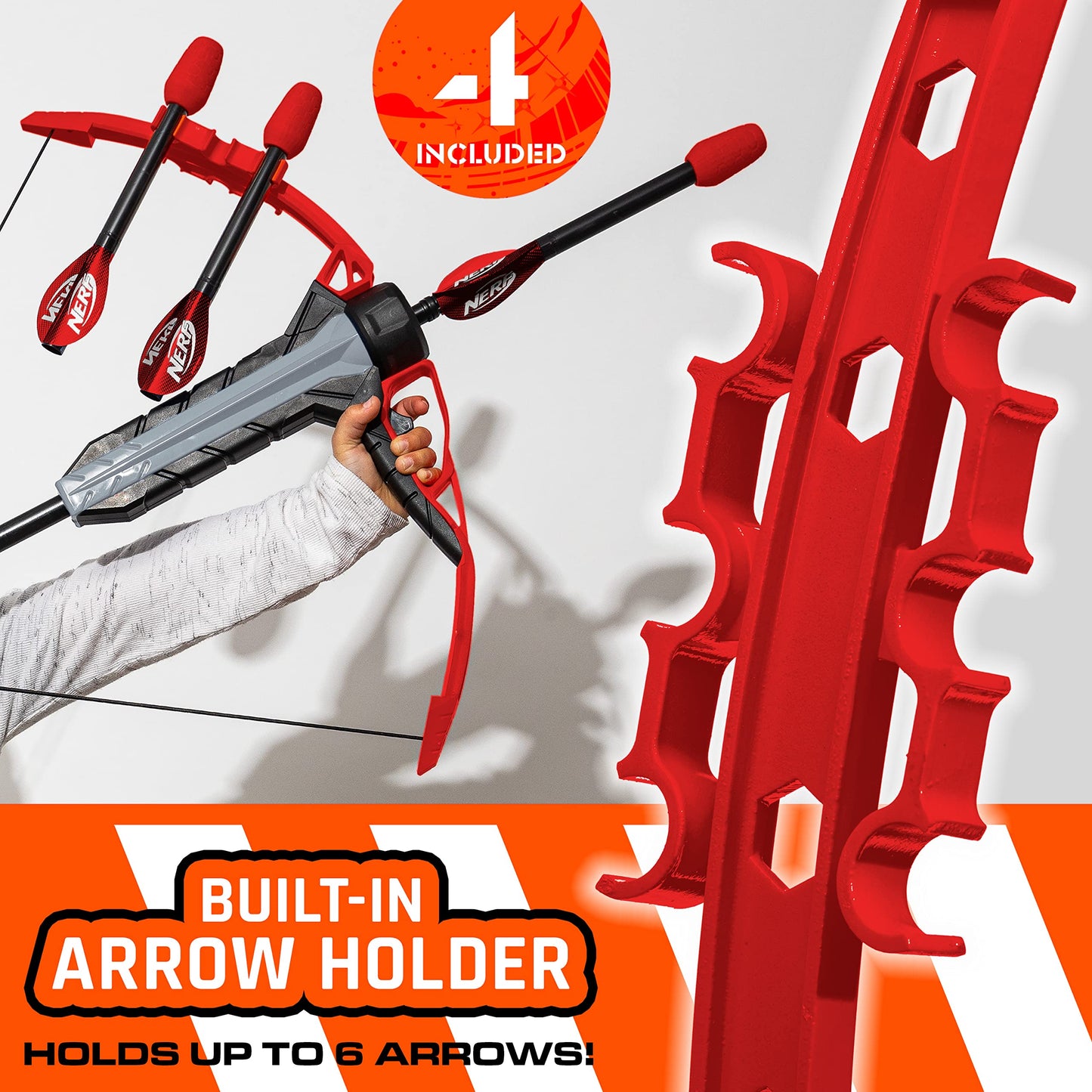 Nerf Rip Rocket Bow and Arrow Set - Rip Rocket Blaster Soft Foam Bow + Arrow Set - Indoor + Outdoor Play - Bow and (4) Foam Tip Arrows - RIPROCKET Air Powered Bow and Arrow