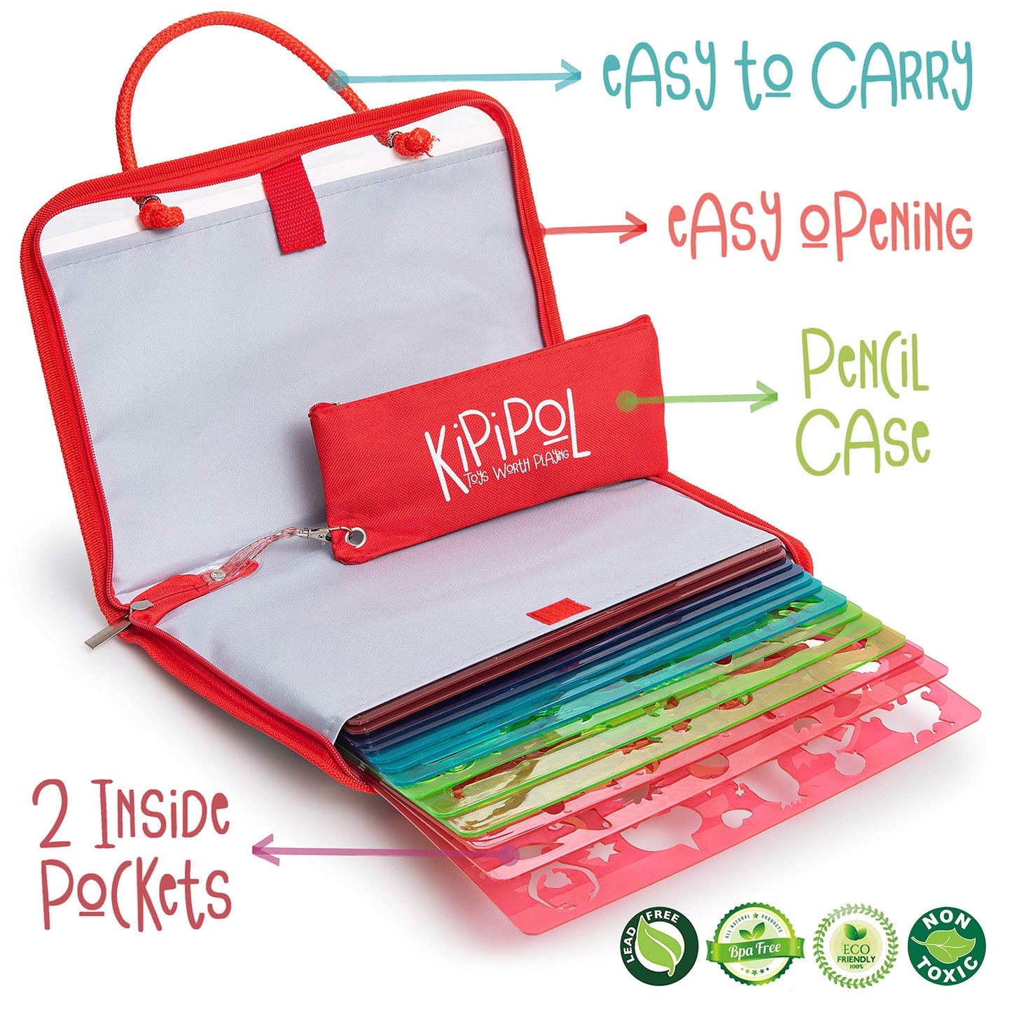 Kipipol - 63 Drawing Stencils for Kids Ages 4-8-8 and Up - Arts & Crafts for Girls & Boys - Drawing Kit for Kids - Arts Set - 15 Art Stencils, 260+