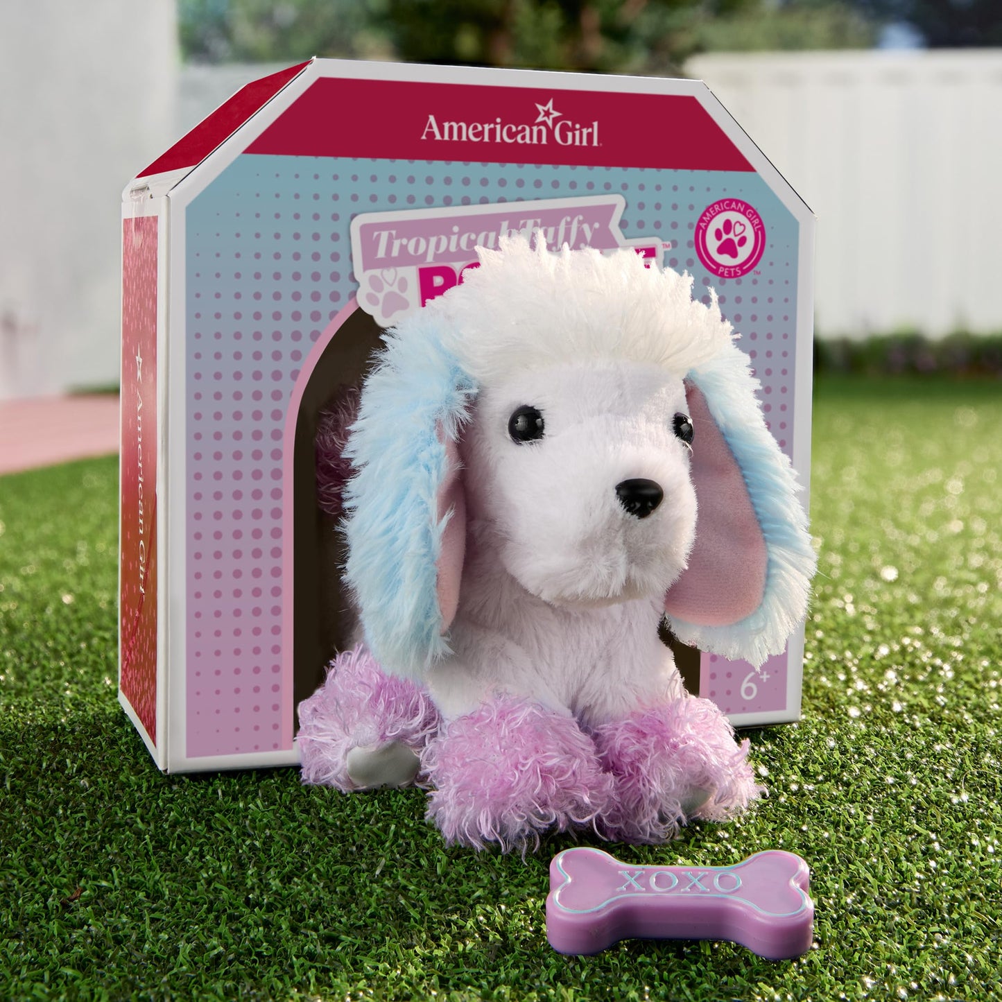 American Girl Truly Me Tropical Taffy Poodle Pet with Pink Bow and Dog Bone Toy, for Ages 6+