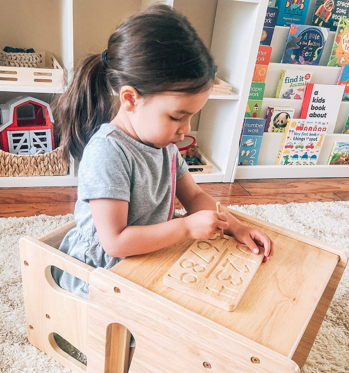 Montessori & Me Wood Number Tracing Board - Montessori Wooden Numbers and Shapes Complements Wooden Letter Tracing Board - Large Wooden Print Numbers for Toddler to Preschool