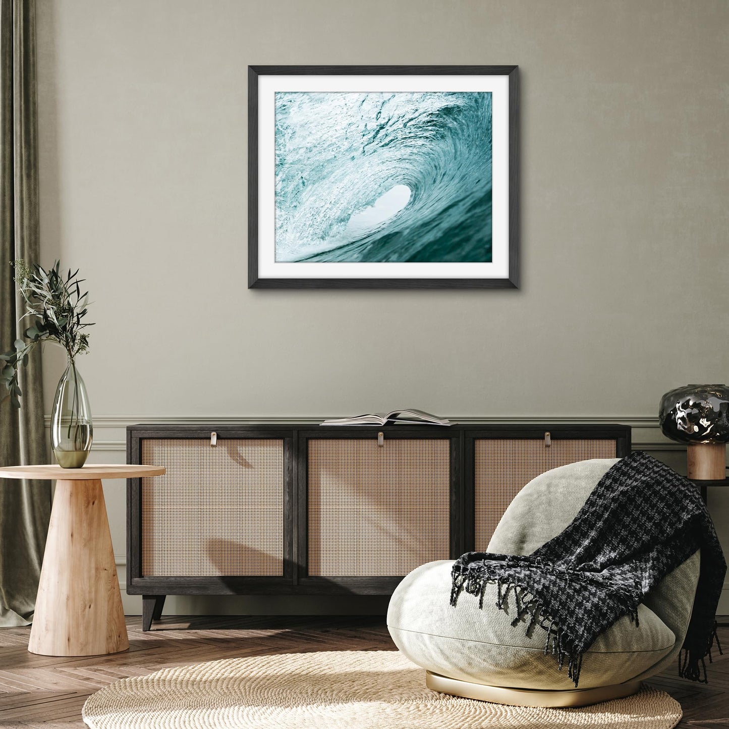 Americanflat 26x32 Poster Frame - Black Engineered Wood with Polished Plexiglass - Matted to 22x28 Photo Size - Hudson Collection - Wide Picture Frame for Wall Display - Black