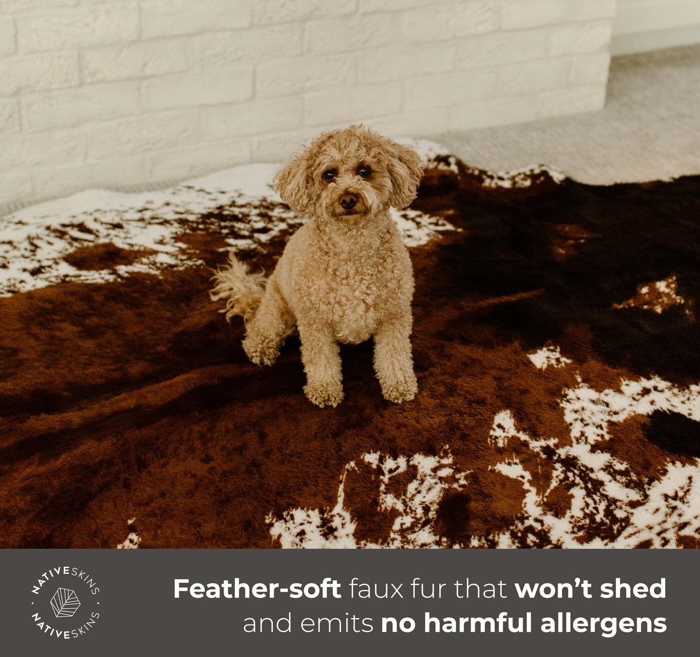 NativeSkins Faux Cowhide Rug – Original Brown (Large) | 4'7" x 6'7" | Triple-Layer Support | Ultra-Soft Pile | Hand-Cut, Faux Suede No-Slip Backing | Western Rug | Cow Hide Animal Print