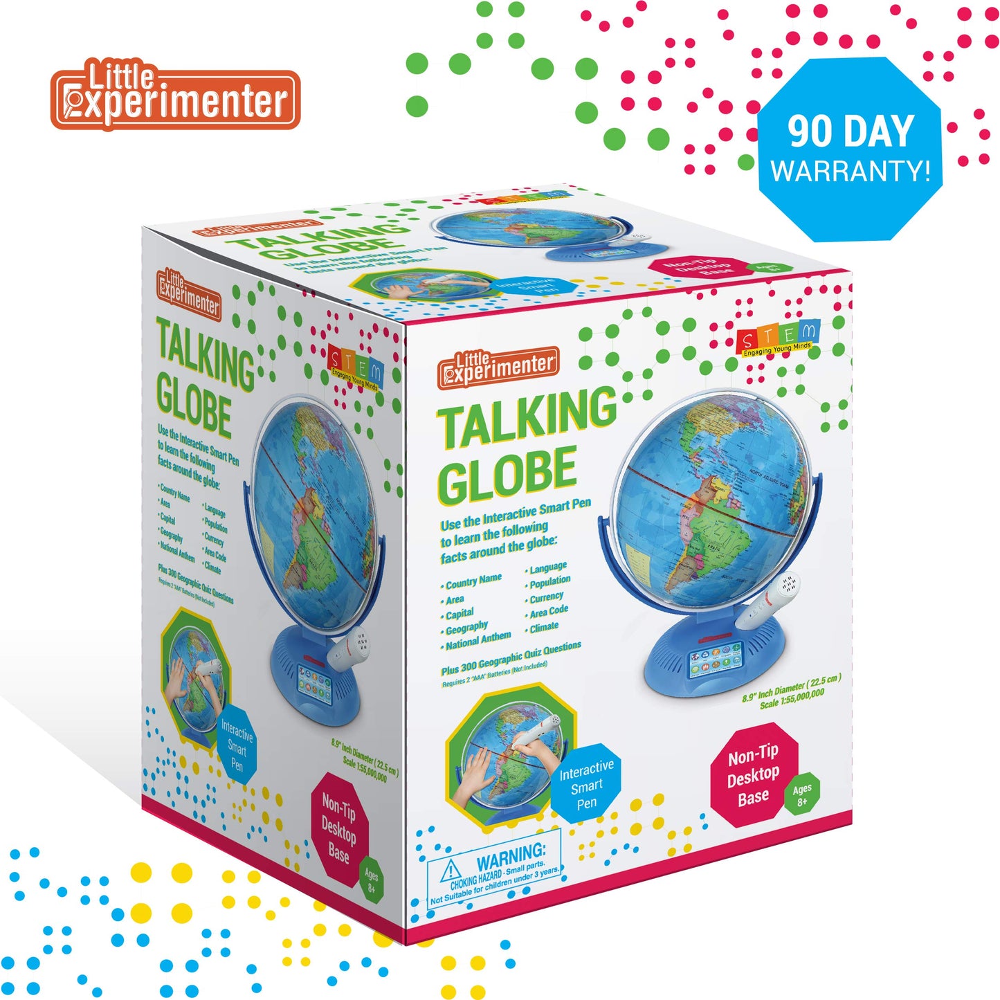 9” Interactive Globe for Kids with Wireless Smart Pen, Globes with Stand, Learning & Education STEM Toys, Talking World Map Gift for Children, Birthday Gifts for Boys & Girls Ages 7 8-12 Years Old