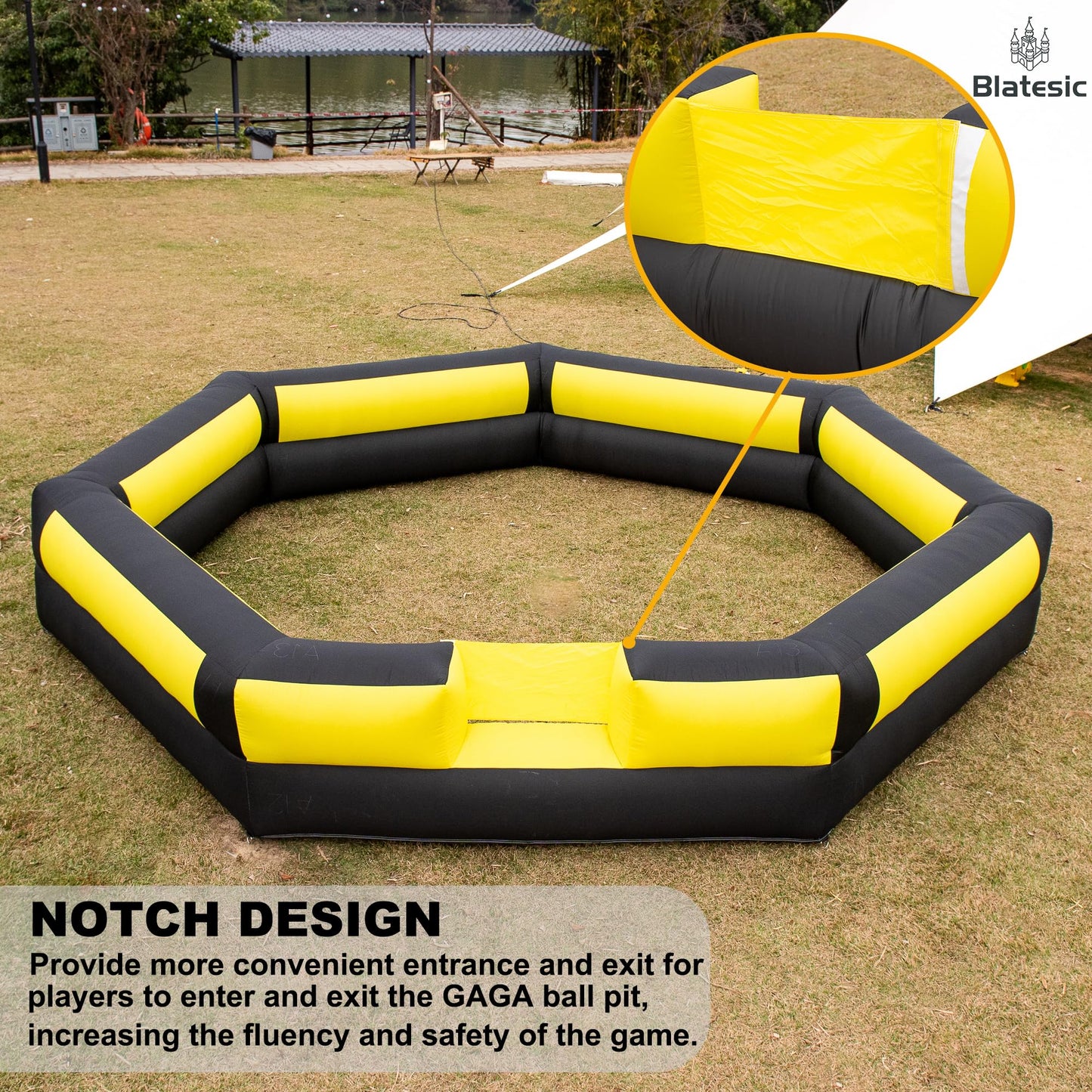 Blatesic Gaga Ball Pit Inflatable 15FT with Powerful Built-in Blower,Portable Gaga Pit for Indoor Outdoor School Family Activities