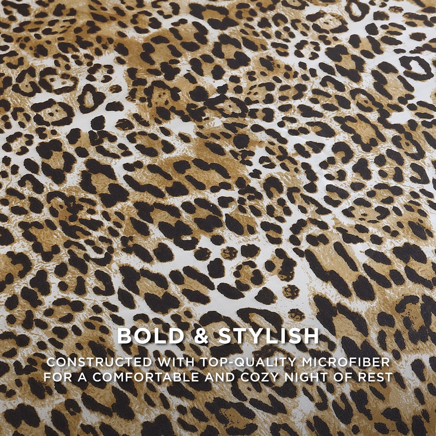 Juicy Couture Full/Queen Leopard Satin Duvet Cover Set - Cheetah Print 3-Piece Machine Washable Reversible Animal Print Bedding Duvet Cover and Sham Set