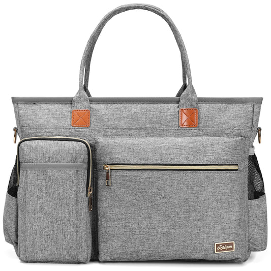 Laptop Tote Bag, Middle Size Computer Messenger Teacher Bag with 15.6'' Padded Laptop Sleeve Grey