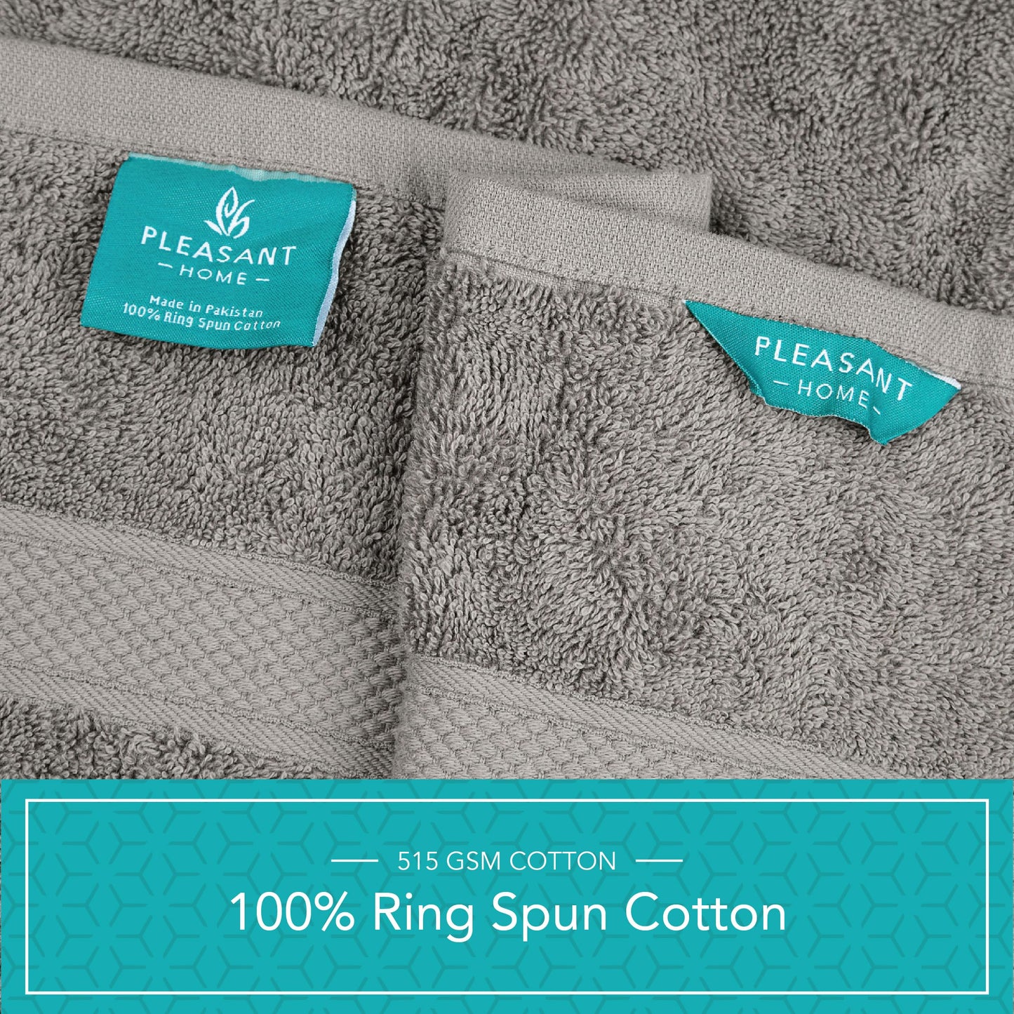 Pleasant Home Bath Towels Set of 6 (24” x 50”) 100% Cotton, 515 GSM | Lightweight, Soft & Absorbent Luxury Towels for Bathroom | for Gym, Pool & Spa | 6 Pack, Gray