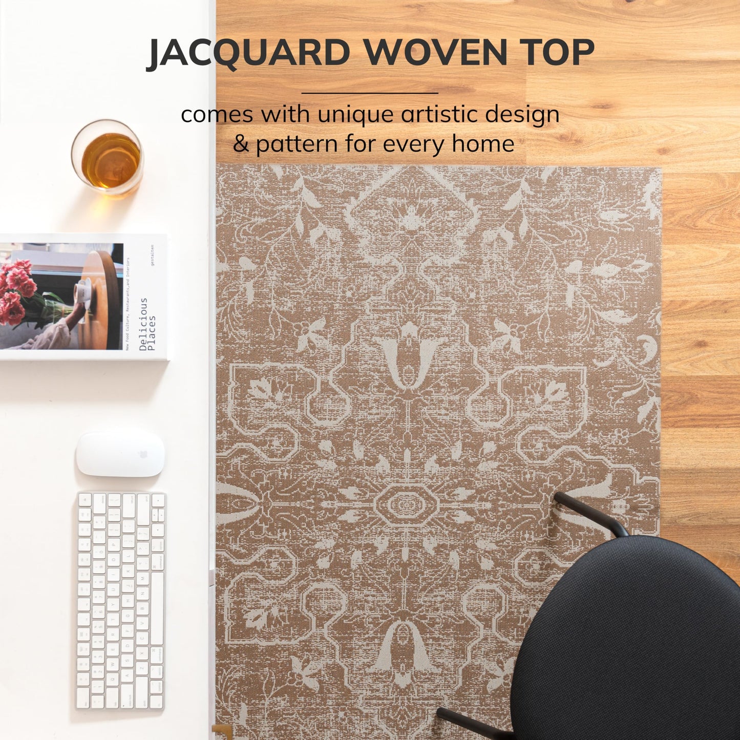Anji Mountain Rug'd Chairmat Carpet Desk Mat-Jacquard Woven Top, Anti-Slip Backing for Low Pile Carpets & Hard Surfaces - Office Chair Desk Accessories Floor Chair mats, Tamanrasset (36 x 48)