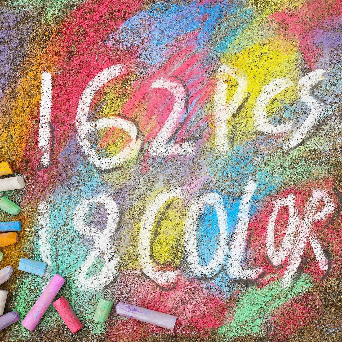 162 Pack 18 Colors Washable Sidewalk Chalk Set, Non-Toxic Jumbo Chalk for Outdoor Art Play, Paint on Playground, School Classroom Chalkboard, Office Blackboard, Outside Toys Gift For Kid and Adult