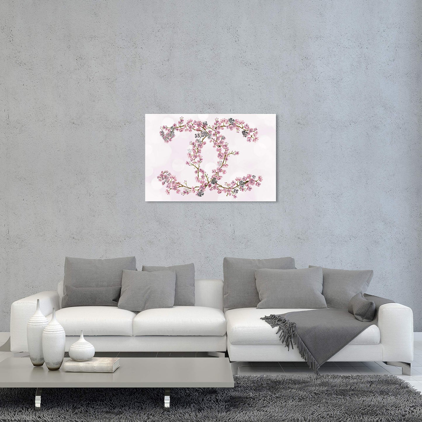 The Oliver Gal Artist Co. Fashion and Glam Wall Art Canvas Prints 'Sakura Love Silver' Home Décor, 30" x 20", Pink