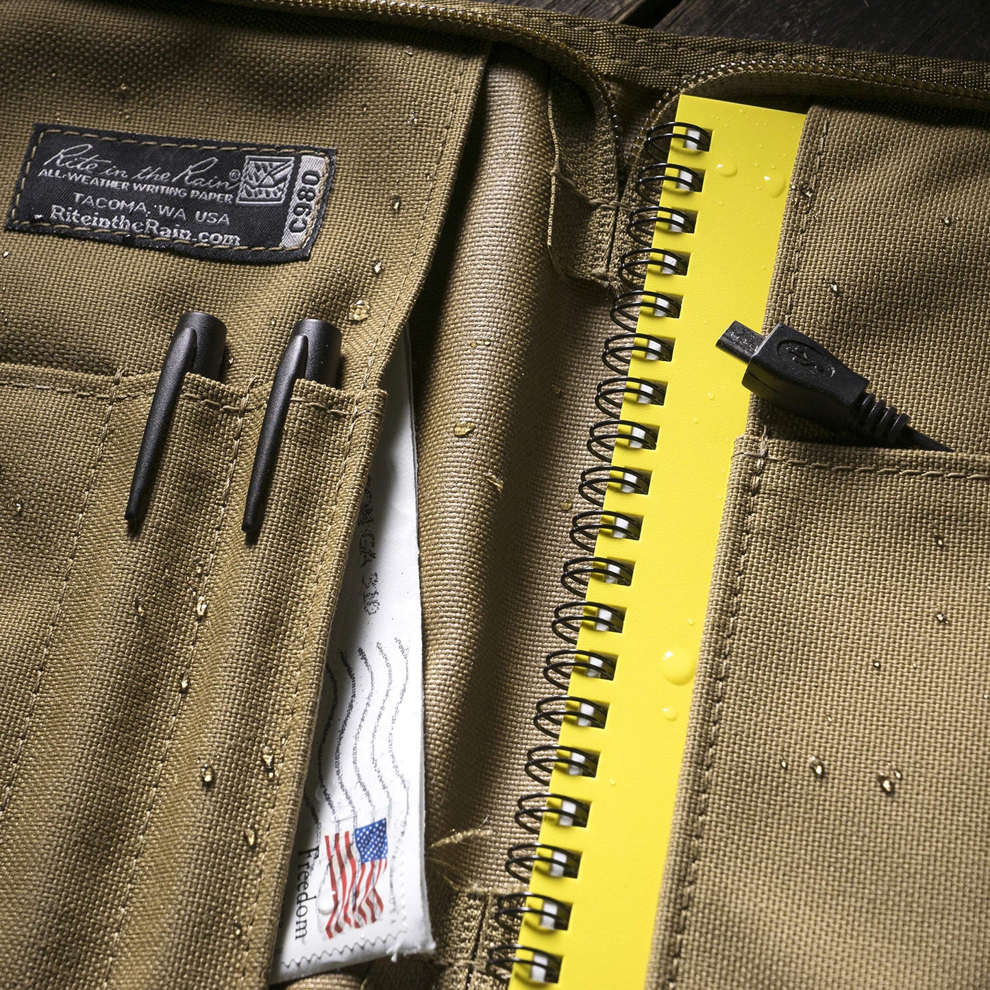 Rite in The Rain Weatherproof Cordura Fabric Notebook Cover, 5.5" x 8.5", Tan Cover (No. C980)