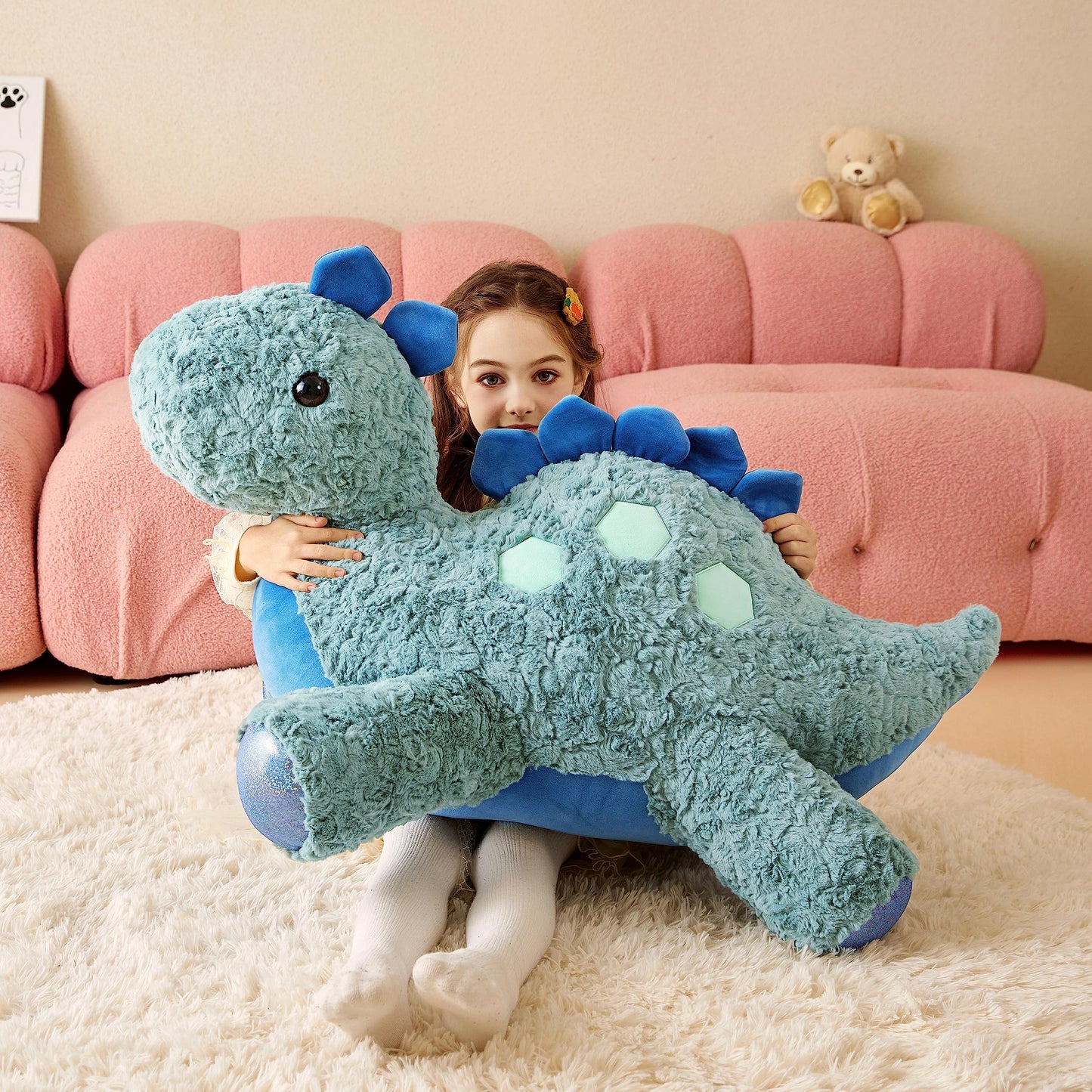 Tumyay IKASA Large Stegosaurus Dinosaur Cuddly Toy, Giant Soft Toy, 78 cm Large Plush Toy, Giant Jumbo Plush Toy, Gift for Children