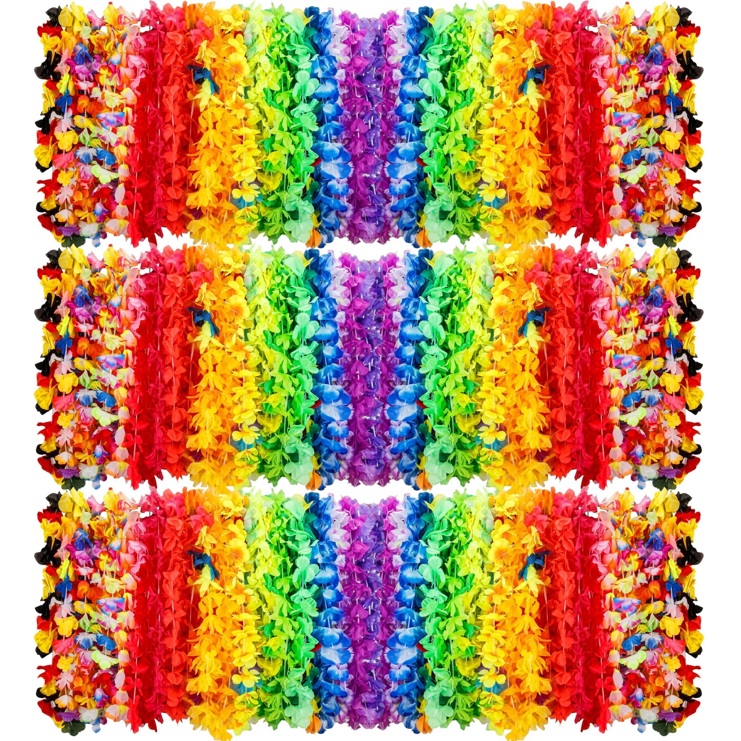 AMAZING TIME 200 Count Hawaiian Lei Bulk, Tropical Luau Hawaii Theme Silk Flower Necklace, Party Favors for Beach Holiday Wedding Birthday Party, Aloha Summer Party Decorations